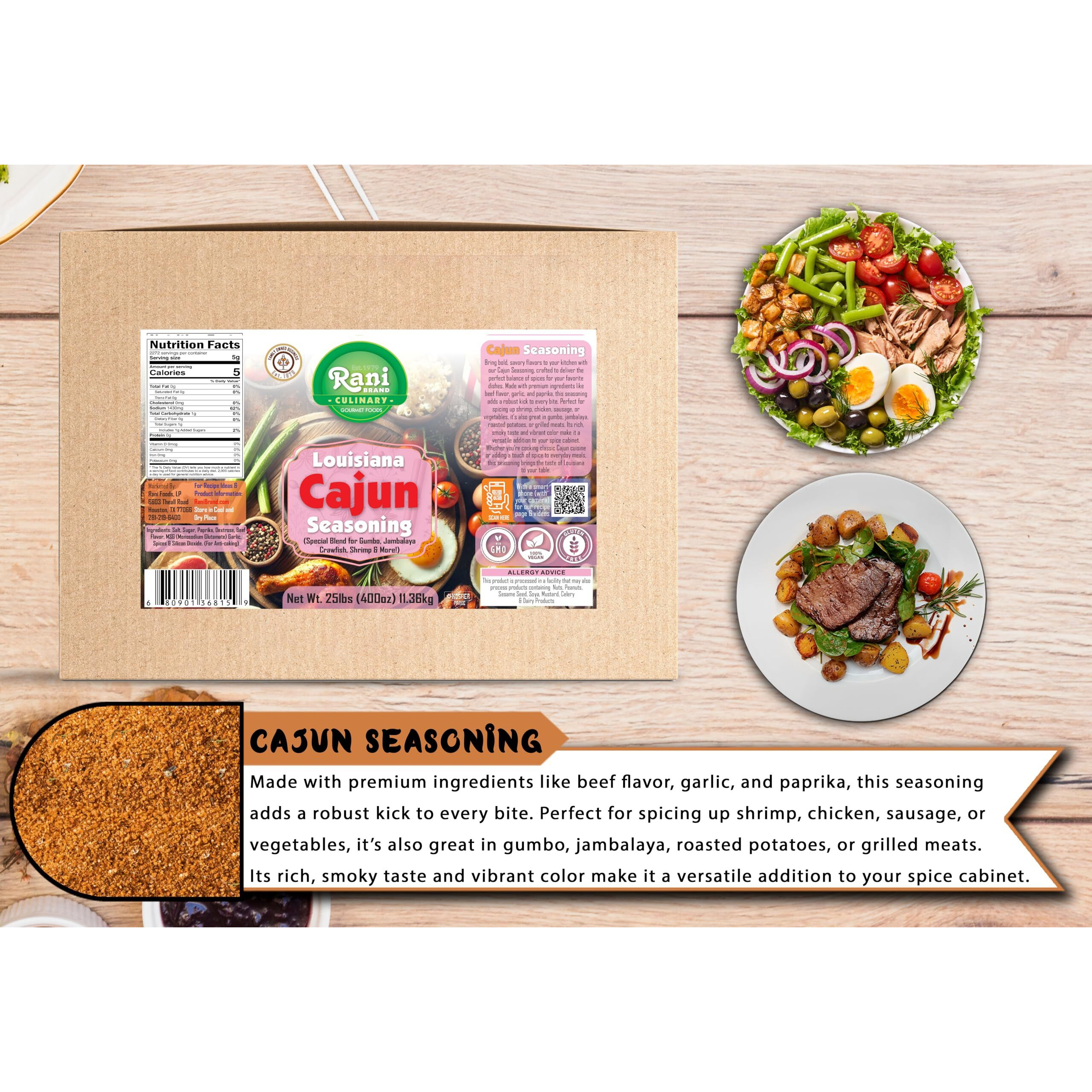 Rani Louisiana Cajun Seasoning (Special Blend for Gumbo, Jambalaya Crawfish, Shrimp) 400oz (25lbs) 11.36kg Bulk Box ~ All Natural, Gluten Friendly, NON-GMO, Kosher, Vegan, Indian Origin