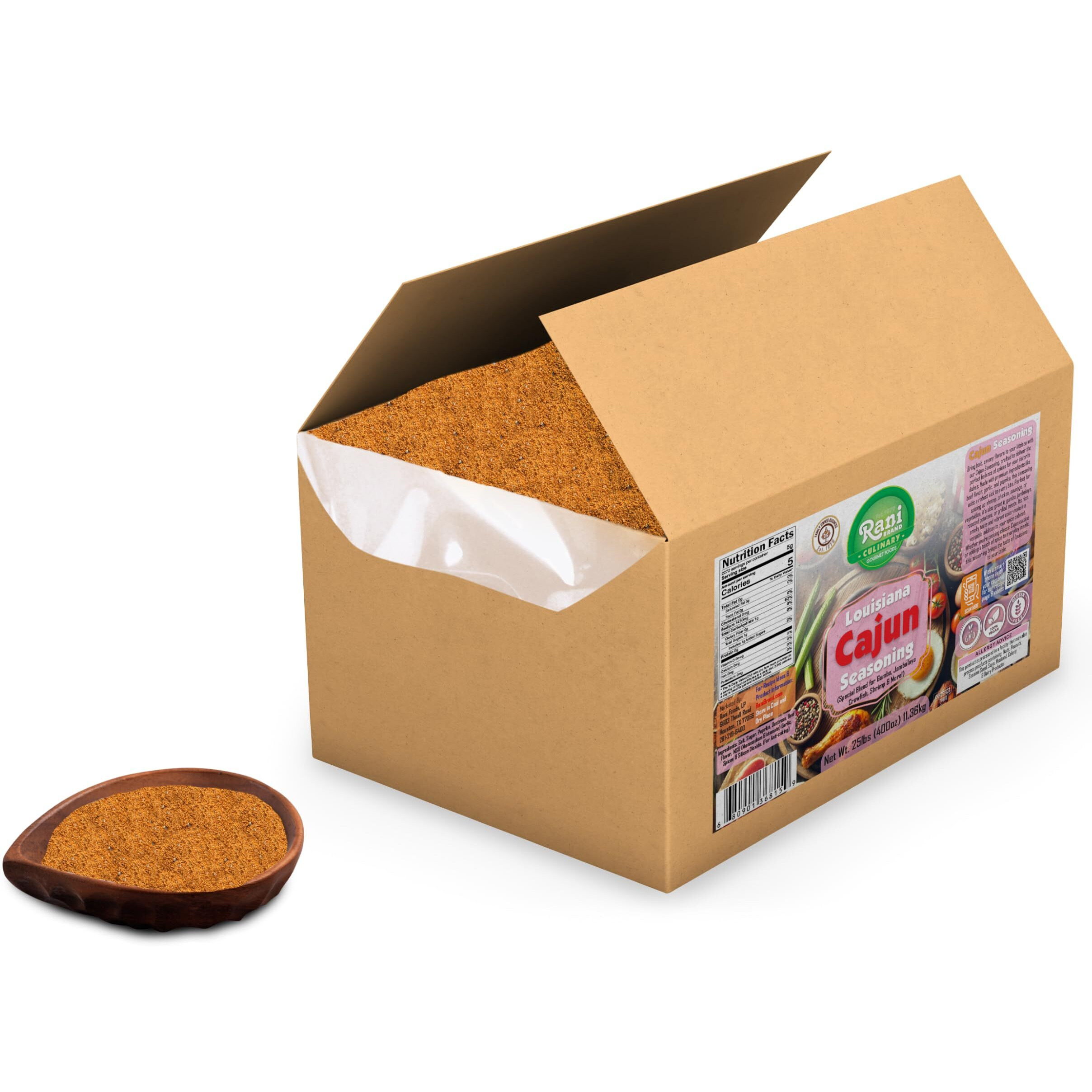 Rani Louisiana Cajun Seasoning (Special Blend for Gumbo, Jambalaya Crawfish, Shrimp) 400oz (25lbs) 11.36kg Bulk Box ~ All Natural, Gluten Friendly, NON-GMO, Kosher, Vegan, Indian Origin