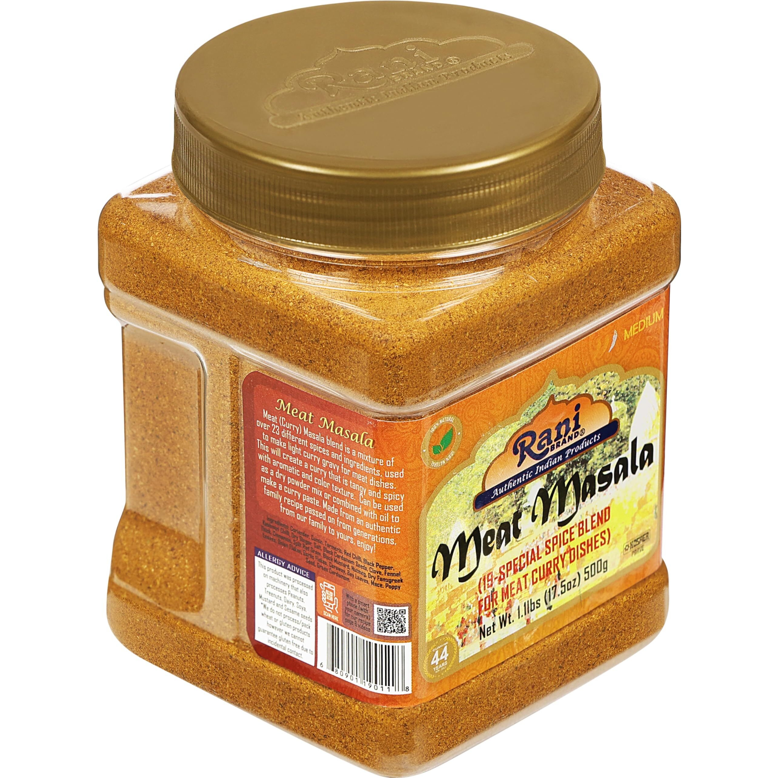 Rani Meat Curry Masala 21-Spice Blend 17.5oz (1.1lbs) 500g PET Jar ~ All Natural, Vegan, No Colors, Gluten Friendly, NON-GMO, Kosher, Indian Origin