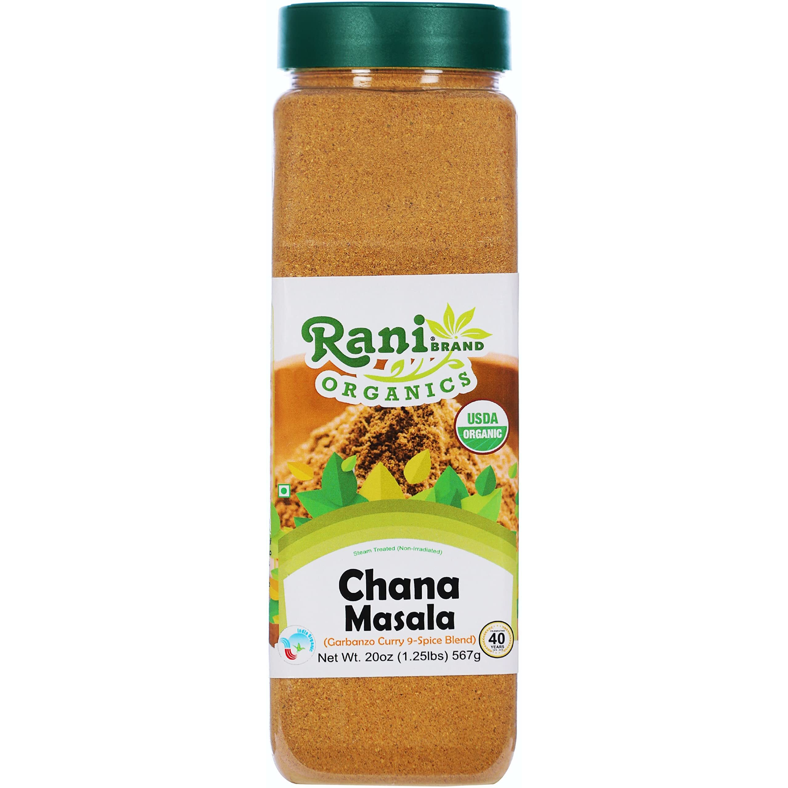 Rani Organic Chana Masala (Garbanzo Curry 9-Spice Blend) 20oz (1.25lbs) 567g PET Jar ~ All Natural, Vegan, Gluten Friendly, NON-GMO, Indian Origin, USDA Certified Organic