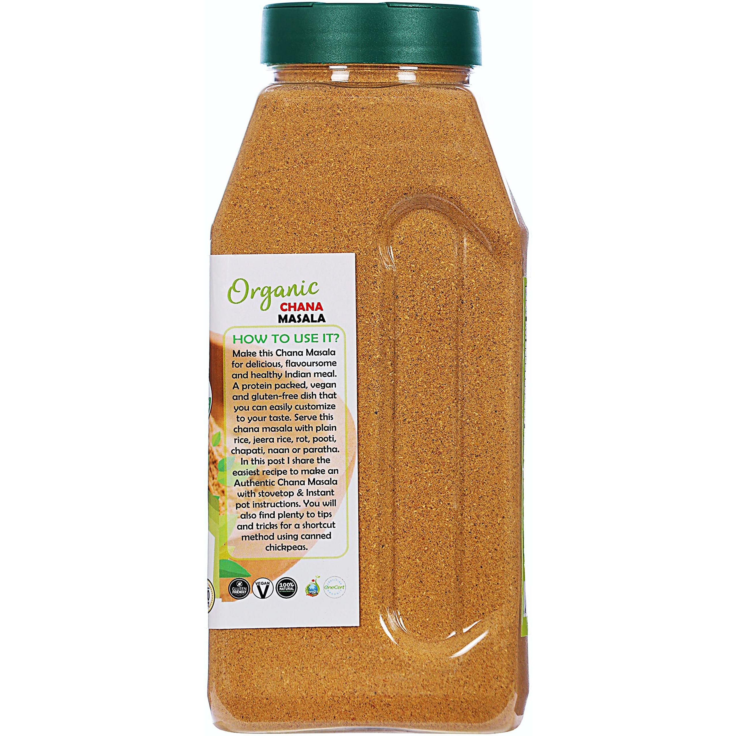 Rani Organic Chana Masala (Garbanzo Curry 9-Spice Blend) 20oz (1.25lbs) 567g PET Jar ~ All Natural, Vegan, Gluten Friendly, NON-GMO, Indian Origin, USDA Certified Organic