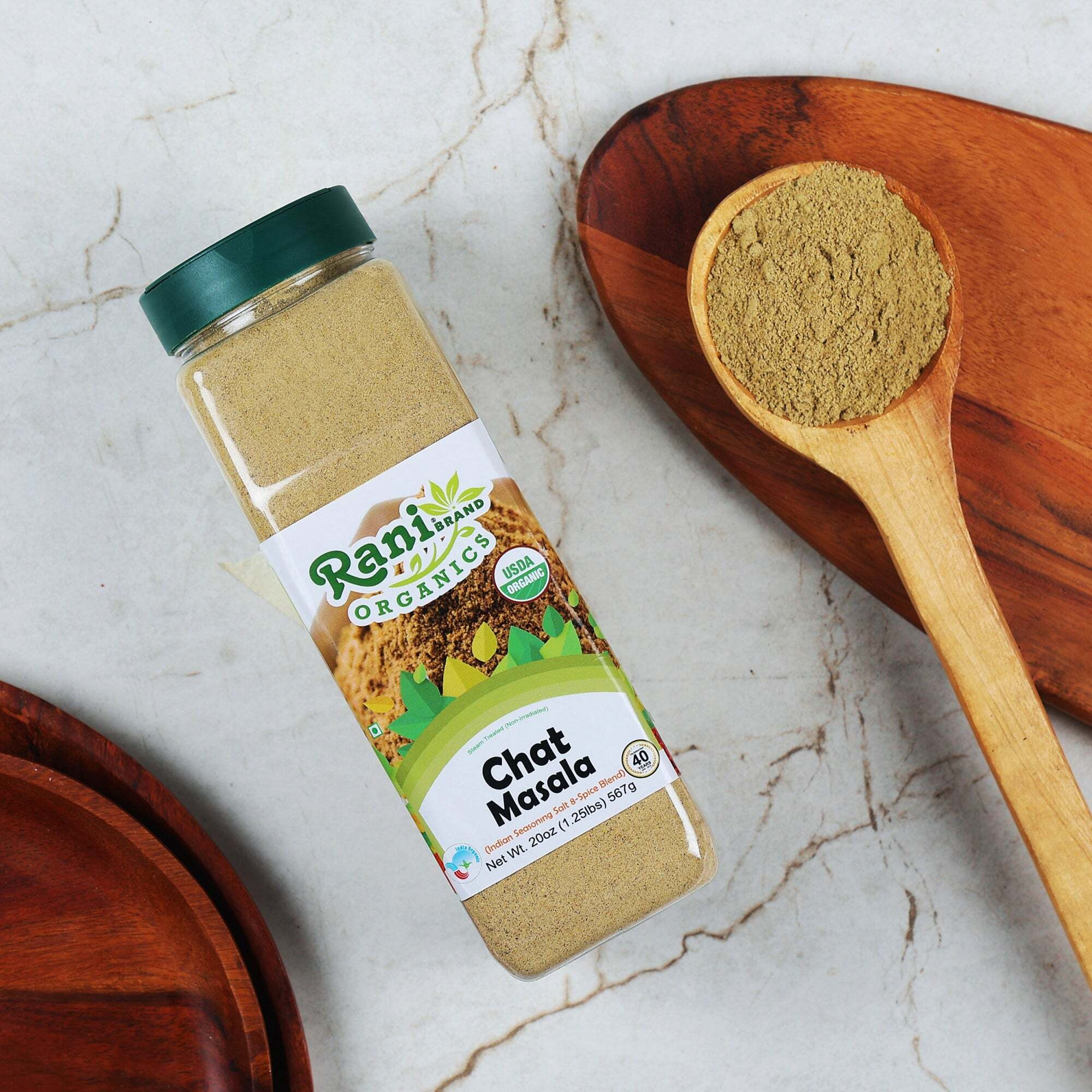 Rani Organic Chat Masala (8-Spice Seasoning Salt) Tangy Indian Seasoning 20oz (1.25lbs) 567g PET Jar ~ All Natural, Vegan, Gluten Friendly, NON-GMO, Indian Origin, USDA Certified Organic