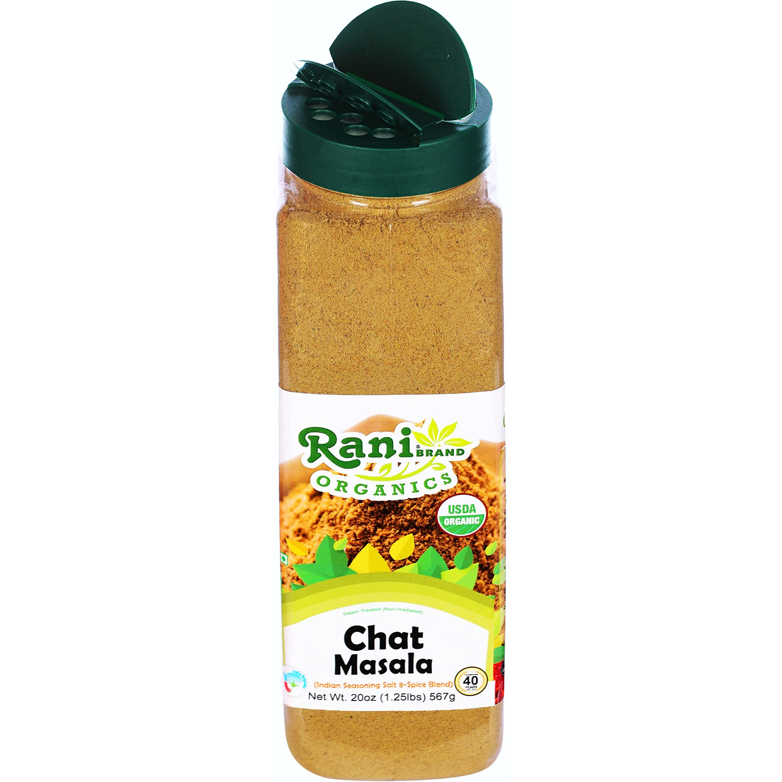 Rani Organic Chat Masala (8-Spice Seasoning Salt) Tangy Indian Seasoning 20oz (1.25lbs) 567g PET Jar ~ All Natural, Vegan, Gluten Friendly, NON-GMO, Indian Origin, USDA Certified Organic