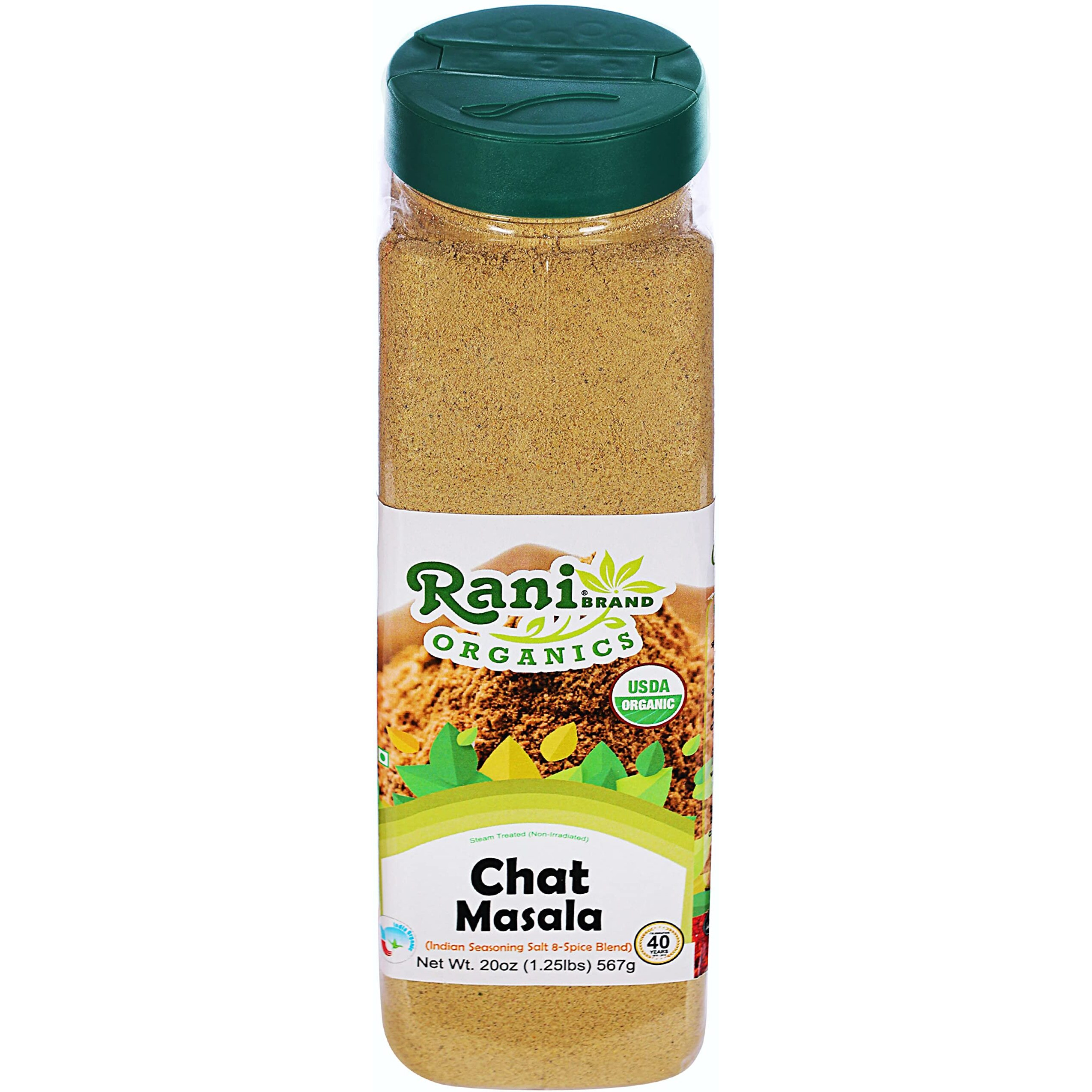 Rani Organic Chat Masala (8-Spice Seasoning Salt) Tangy Indian Seasoning 20oz (1.25lbs) 567g PET Jar ~ All Natural, Vegan, Gluten Friendly, NON-GMO, Indian Origin, USDA Certified Organic