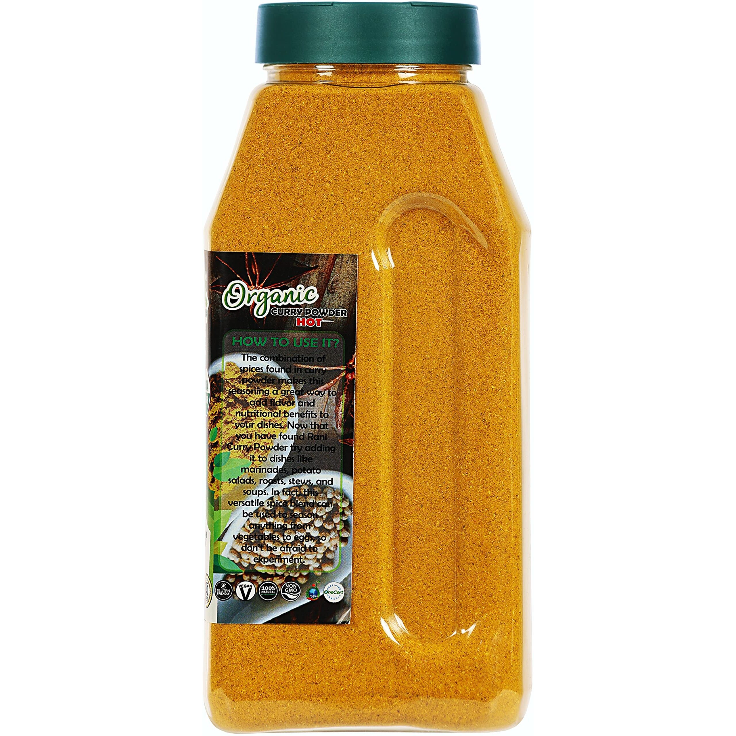 Rani Organic Curry Powder Hot (9-Spice Authentic Indian Blend) 16oz (1lb) 454g PET Jar ~ All Natural, Salt-Free, Vegan, Gluten Friendly, NON-GMO, Indian Origin, USDA Certified Organic