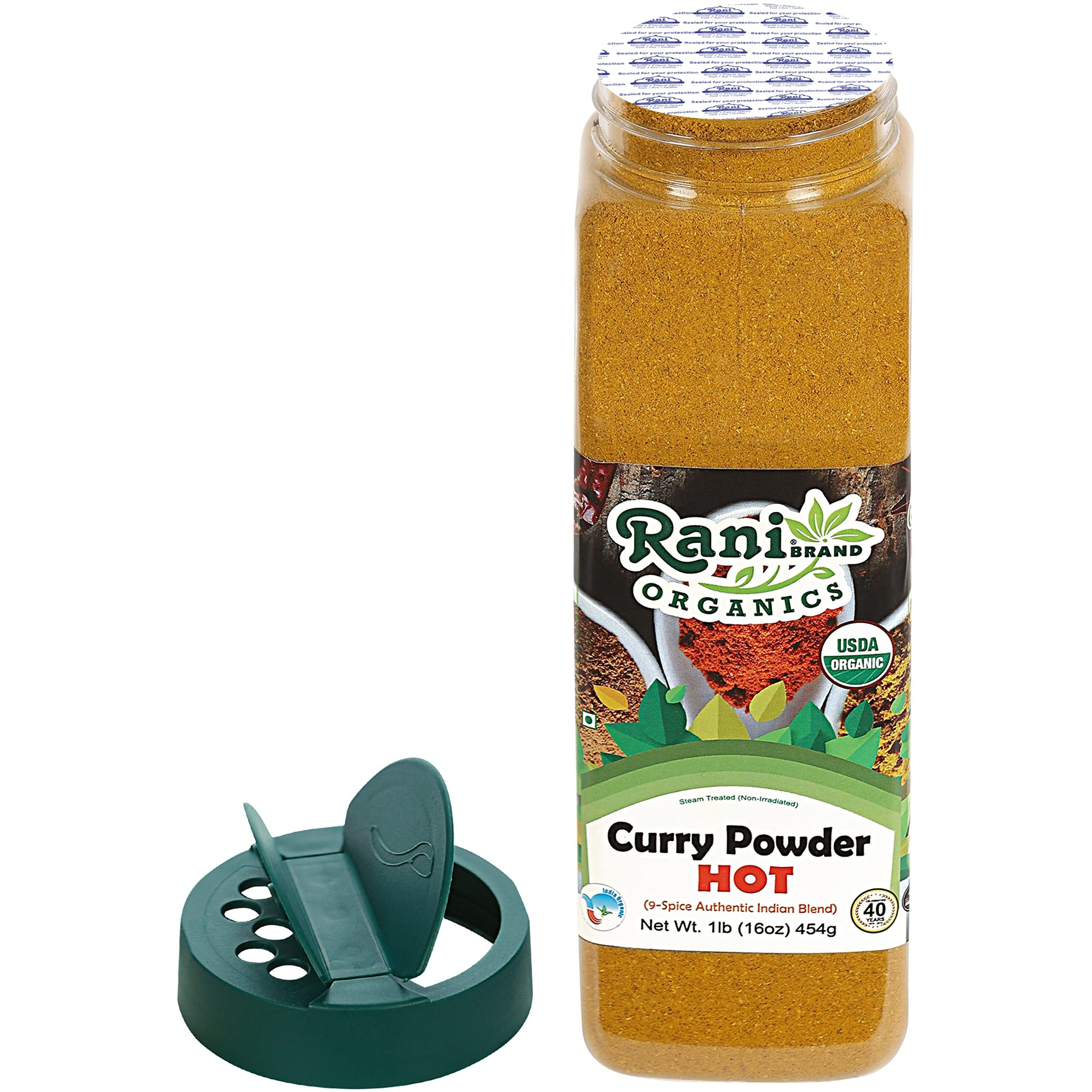 Rani Organic Curry Powder Hot (9-Spice Authentic Indian Blend) 16oz (1lb) 454g PET Jar ~ All Natural, Salt-Free, Vegan, Gluten Friendly, NON-GMO, Indian Origin, USDA Certified Organic