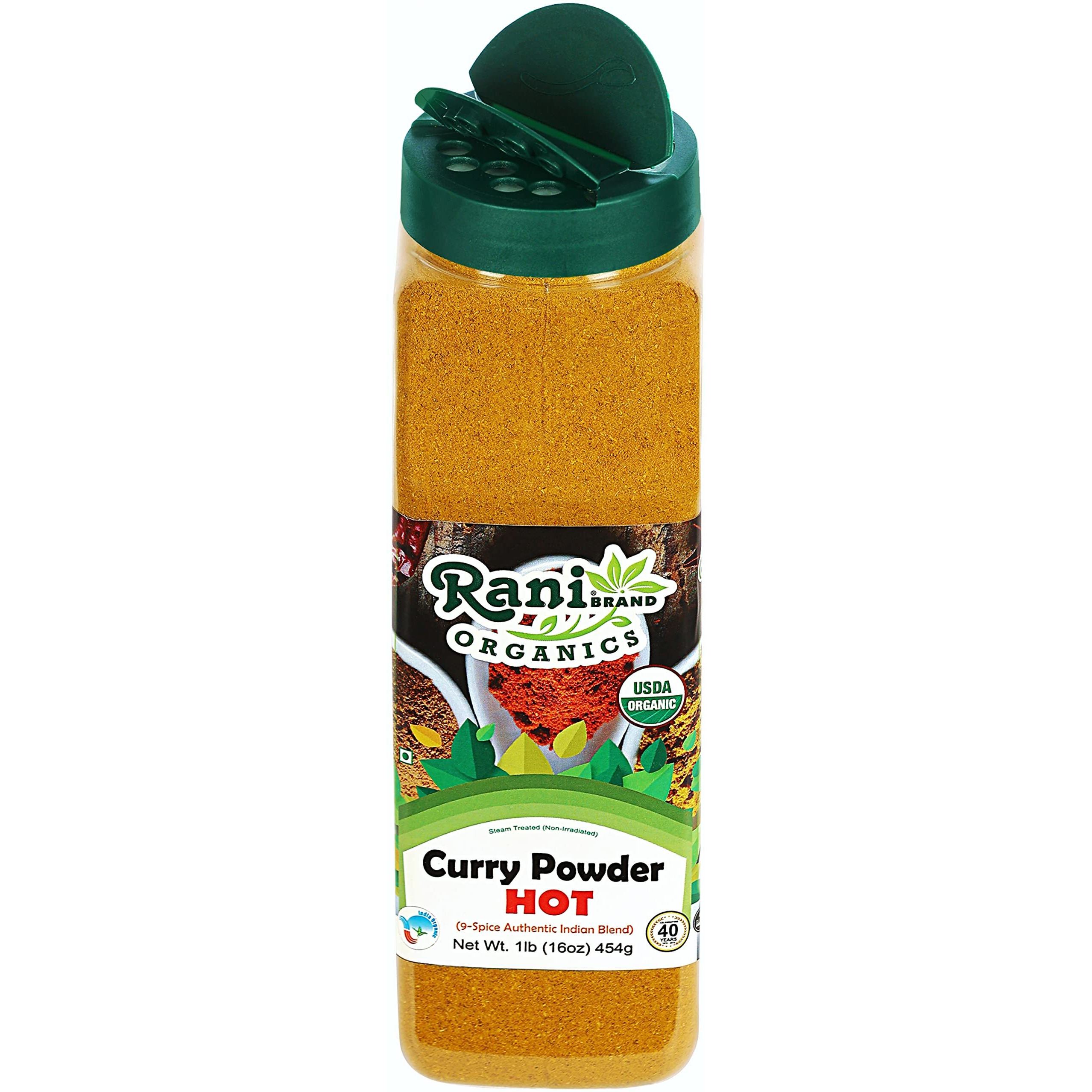 Rani Organic Curry Powder Hot (9-Spice Authentic Indian Blend) 16oz (1lb) 454g PET Jar ~ All Natural, Salt-Free, Vegan, Gluten Friendly, NON-GMO, Indian Origin, USDA Certified Organic
