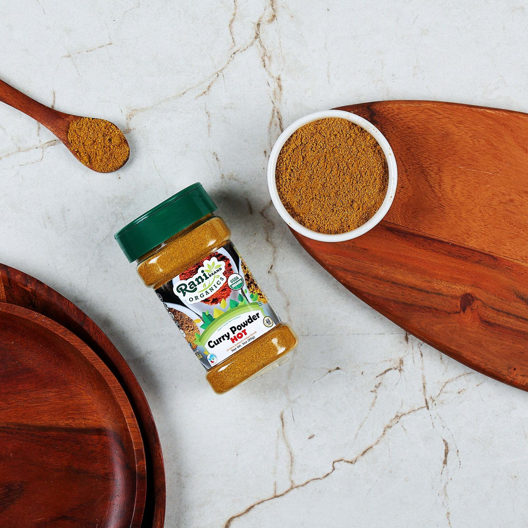 Rani Organic Curry Powder Hot (9-Spice Authentic Indian Blend) 3oz (85g) PET Jar ~ All Natural, Salt-Free, Vegan, Gluten Friendly, NON-GMO, Indian Origin, USDA Certified Organic