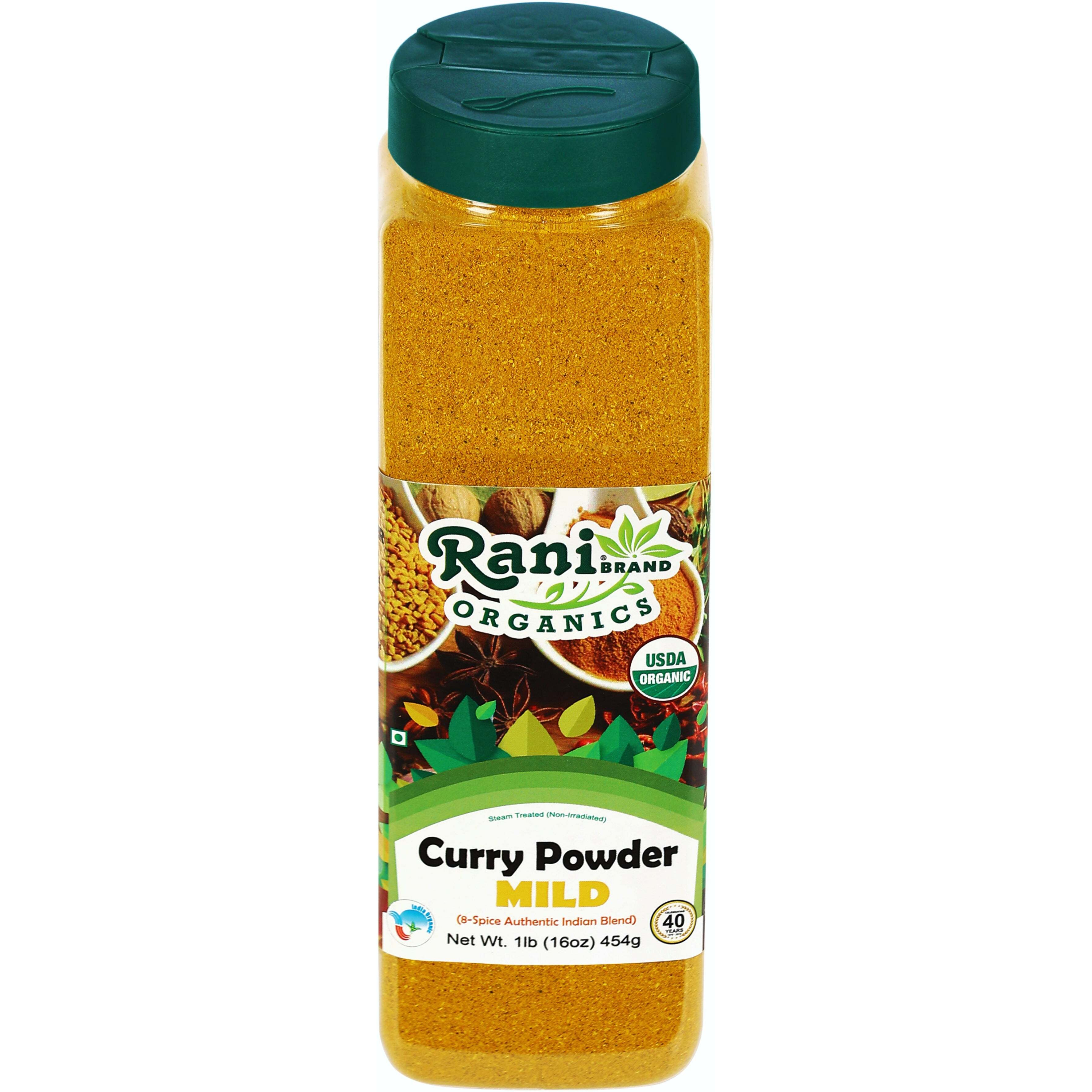 Rani Organic Curry Powder Mild (8-Spice Authentic Indian Blend) 16oz (1lb) 454g PET Jar ~ All Natural, Salt-Free, Vegan, Gluten Friendly, NON-GMO, Indian Origin, USDA Certified Organic