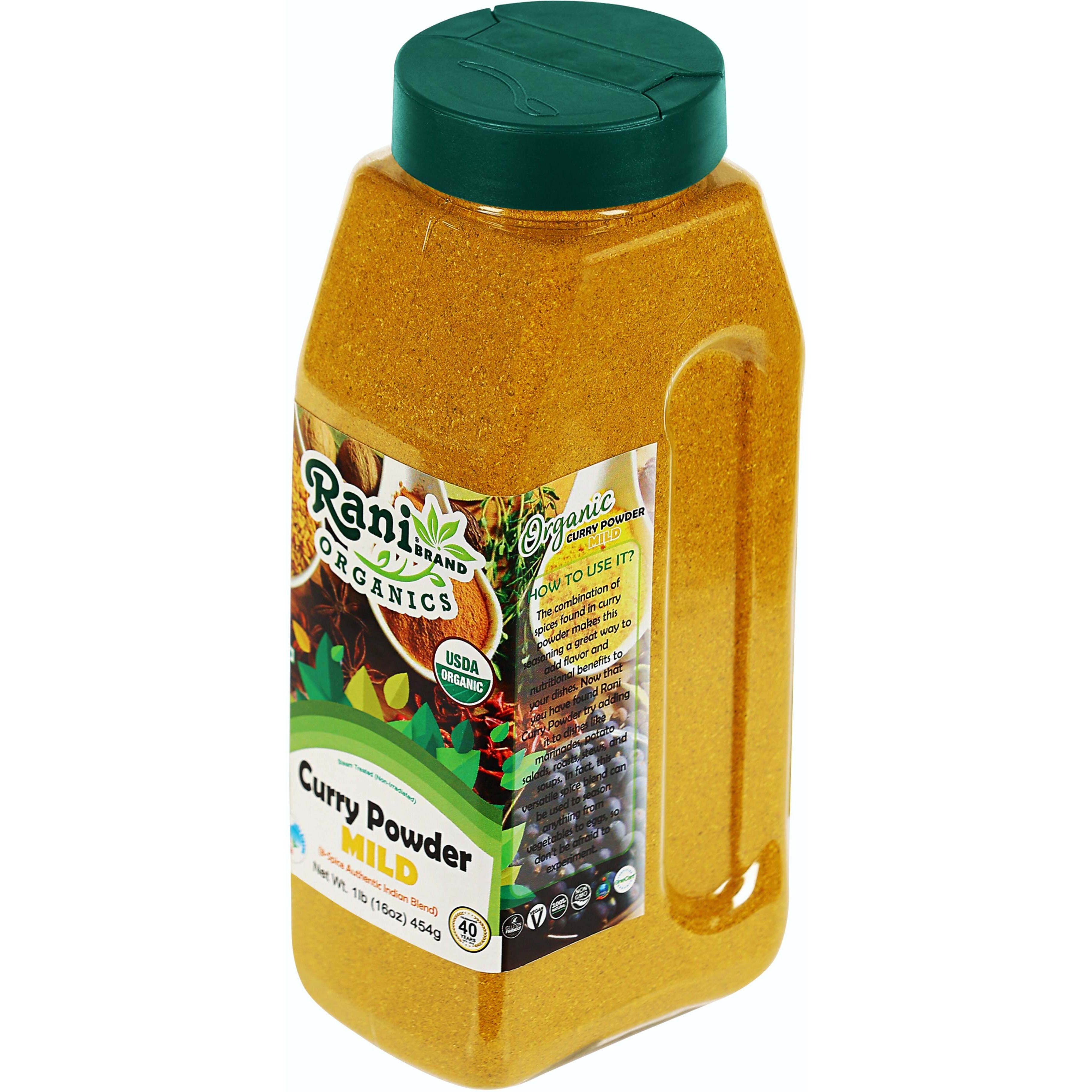 Rani Organic Curry Powder Mild (8-Spice Authentic Indian Blend) 16oz (1lb) 454g PET Jar ~ All Natural, Salt-Free, Vegan, Gluten Friendly, NON-GMO, Indian Origin, USDA Certified Organic