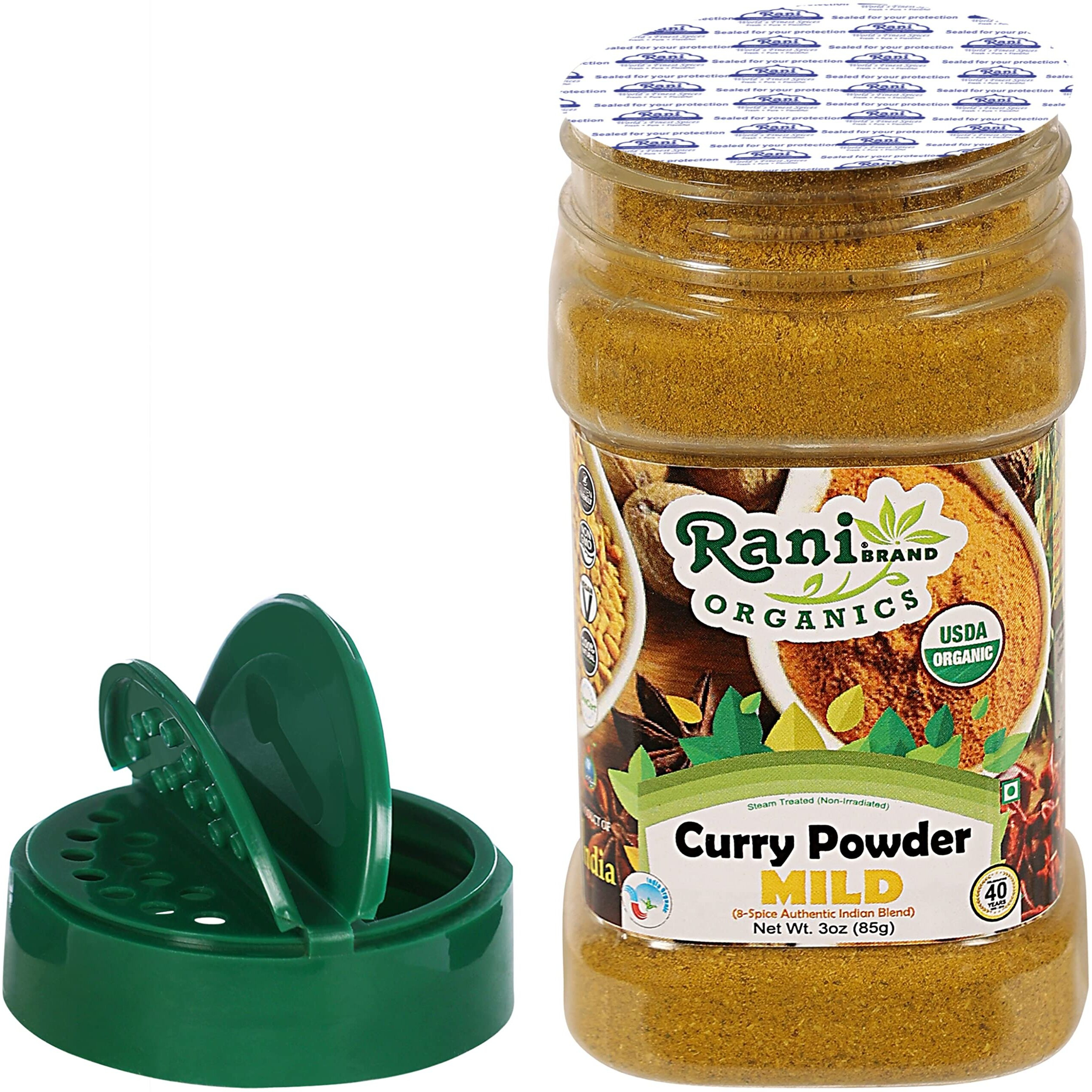 Rani Organic Curry Powder Mild (8-Spice Authentic Indian Blend) 3oz (85g) PET Jar ~ All Natural, Salt-Free, Vegan, Gluten Friendly, NON-GMO, Indian Origin, USDA Certified Organic