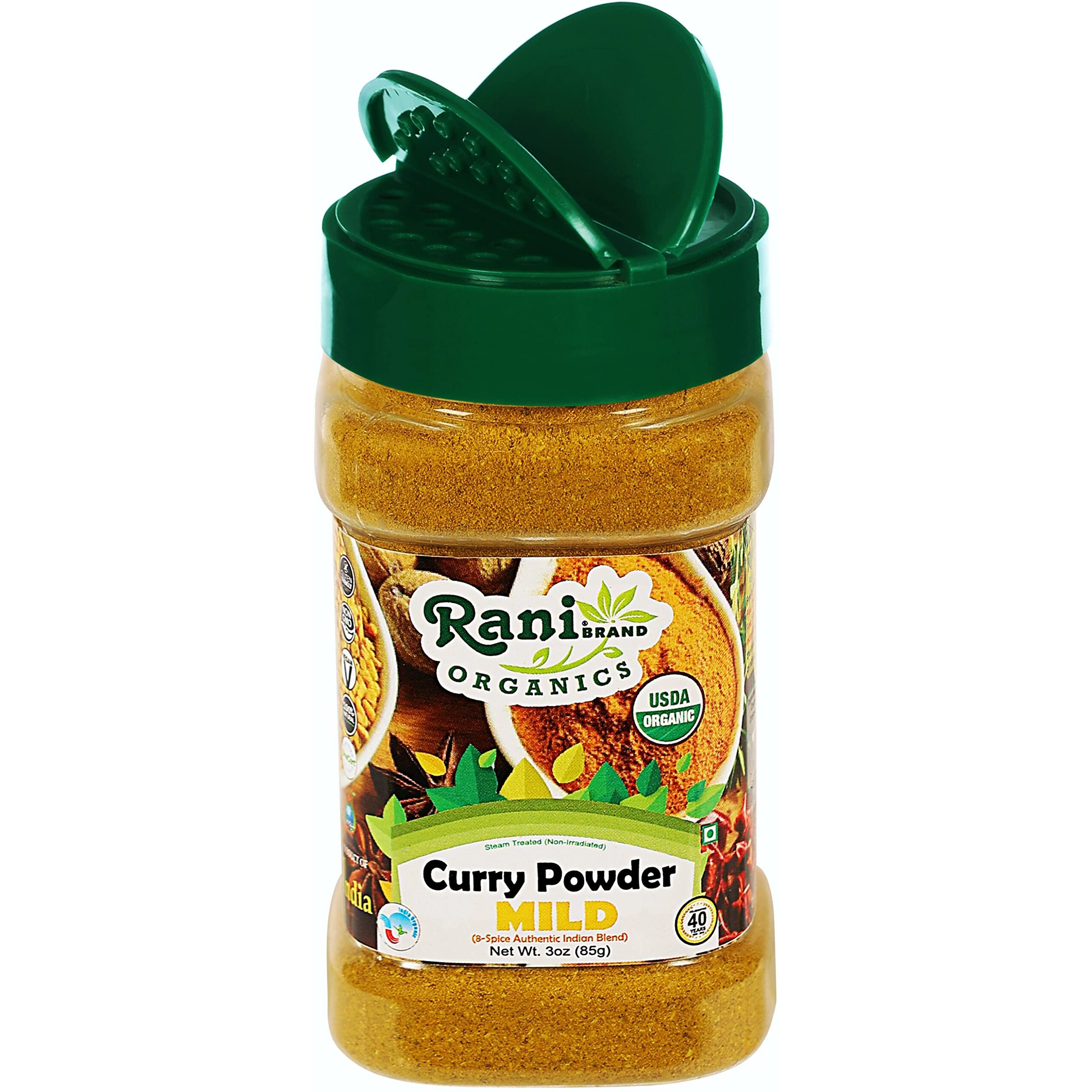Rani Organic Curry Powder Mild (8-Spice Authentic Indian Blend) 3oz (85g) PET Jar ~ All Natural, Salt-Free, Vegan, Gluten Friendly, NON-GMO, Indian Origin, USDA Certified Organic