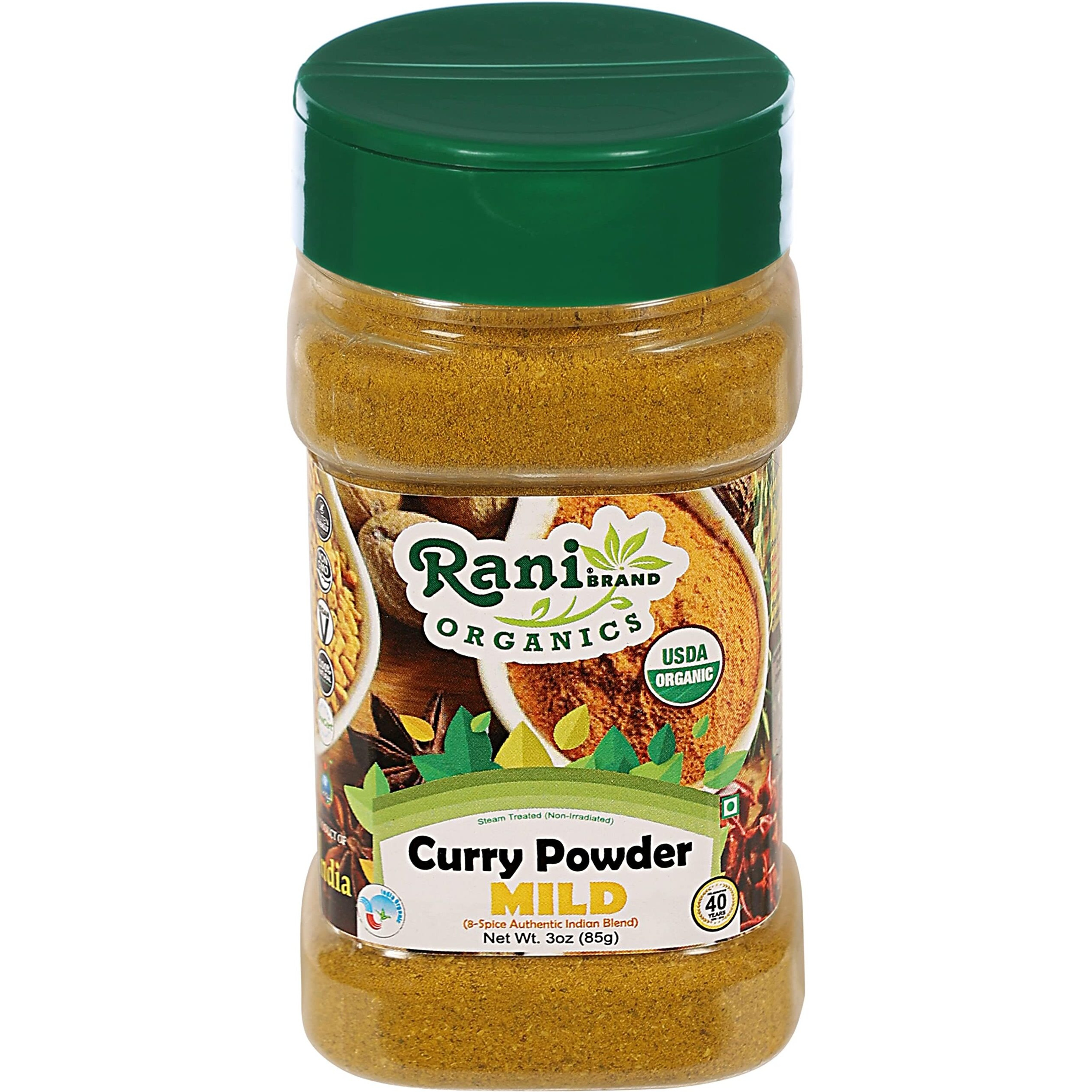 Rani Organic Curry Powder Mild (8-Spice Authentic Indian Blend) 3oz (85g) PET Jar ~ All Natural, Salt-Free, Vegan, Gluten Friendly, NON-GMO, Indian Origin, USDA Certified Organic