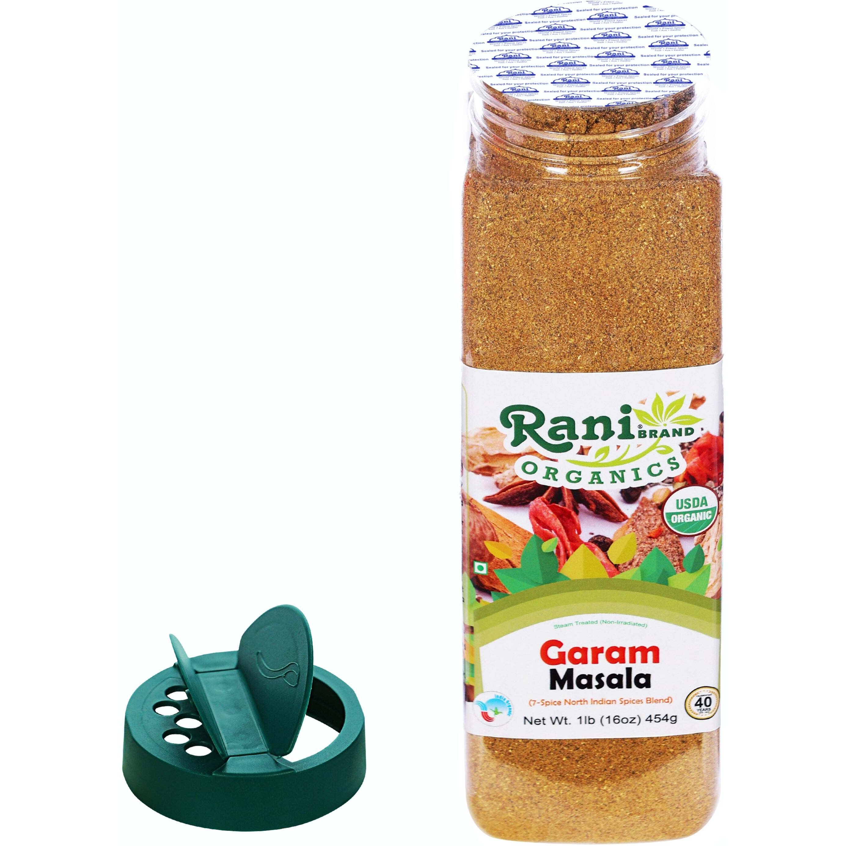 Rani Organic Garam Masala (7-Spice North Indian Spices Blend) 16oz (1lb) 454g PET Jar ~ All Natural, Salt-Free, Vegan, Gluten Friendly, NON-GMO, Indian Origin, USDA Certified Organic