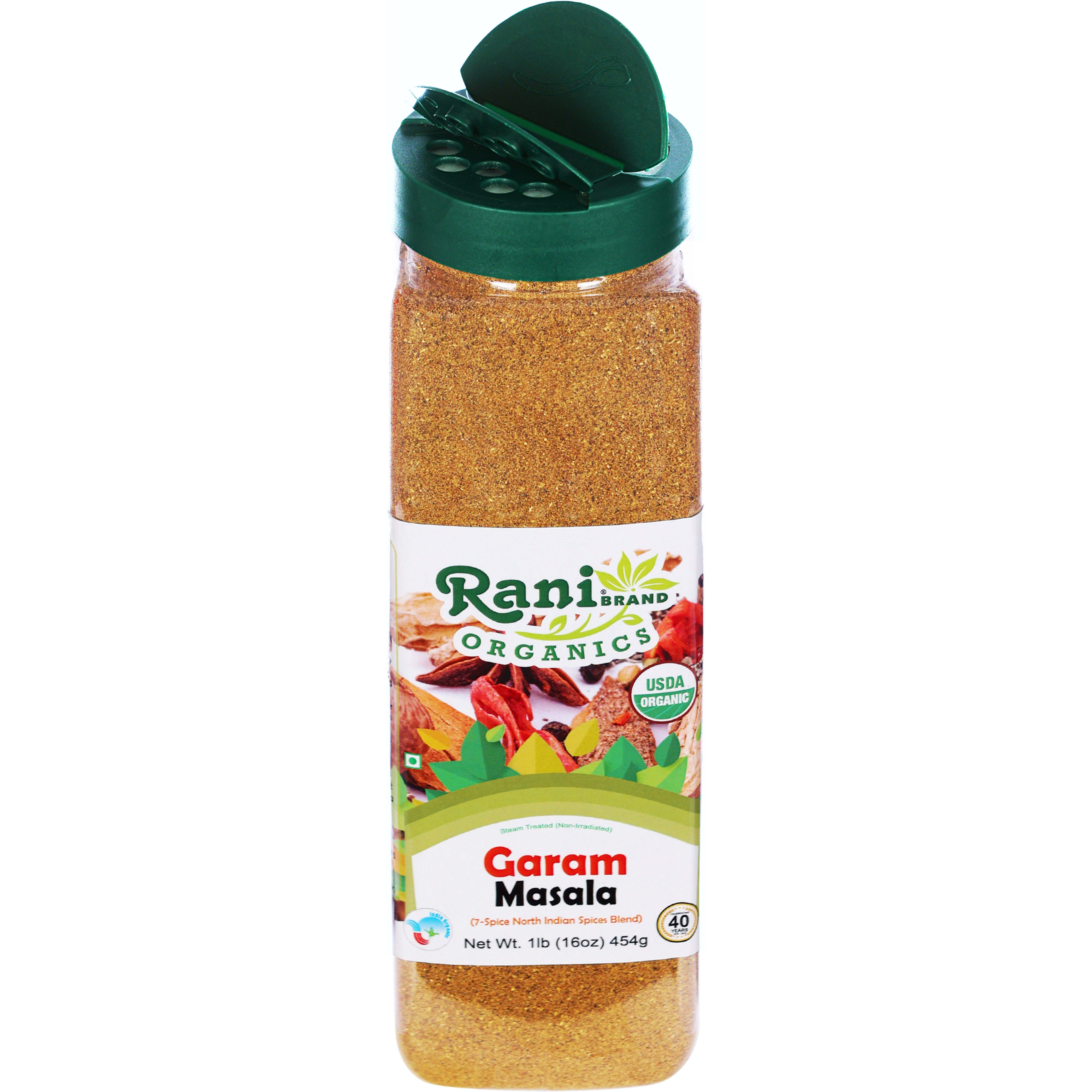 Rani Organic Garam Masala (7-Spice North Indian Spices Blend) 16oz (1lb) 454g PET Jar ~ All Natural, Salt-Free, Vegan, Gluten Friendly, NON-GMO, Indian Origin, USDA Certified Organic