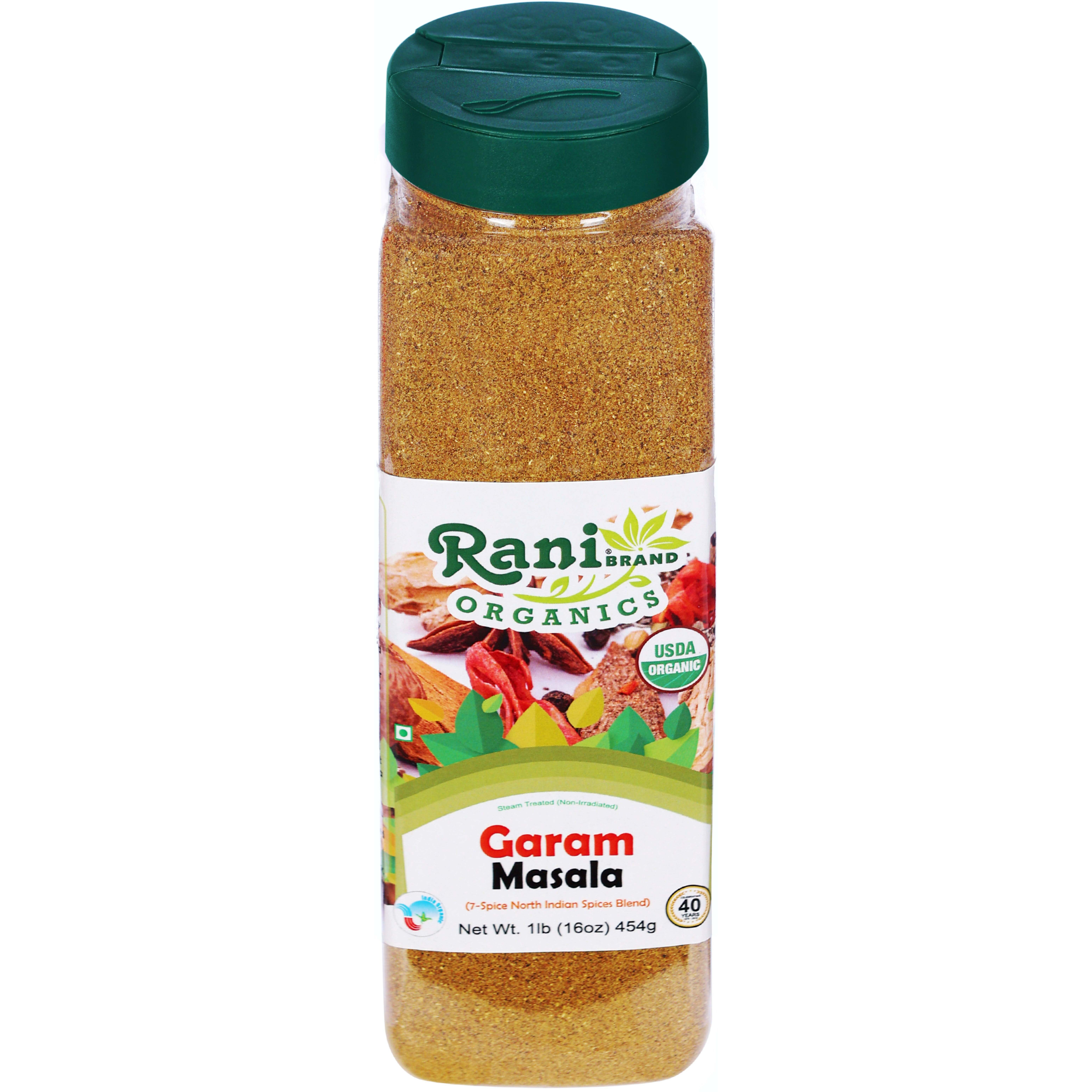 Rani Organic Garam Masala (7-Spice North Indian Spices Blend) 16oz (1lb) 454g PET Jar ~ All Natural, Salt-Free, Vegan, Gluten Friendly, NON-GMO, Indian Origin, USDA Certified Organic