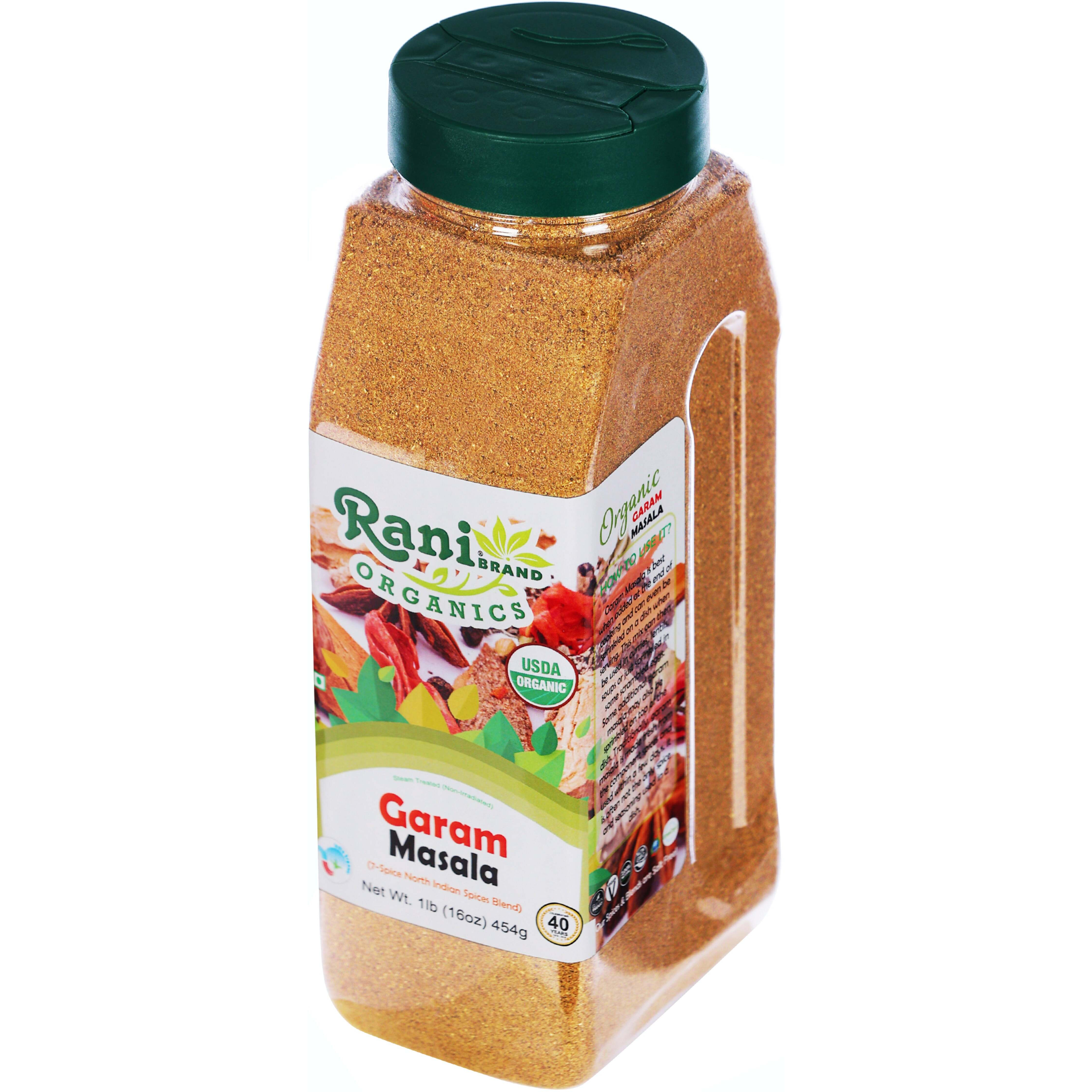 Rani Organic Garam Masala (7-Spice North Indian Spices Blend) 16oz (1lb) 454g PET Jar ~ All Natural, Salt-Free, Vegan, Gluten Friendly, NON-GMO, Indian Origin, USDA Certified Organic