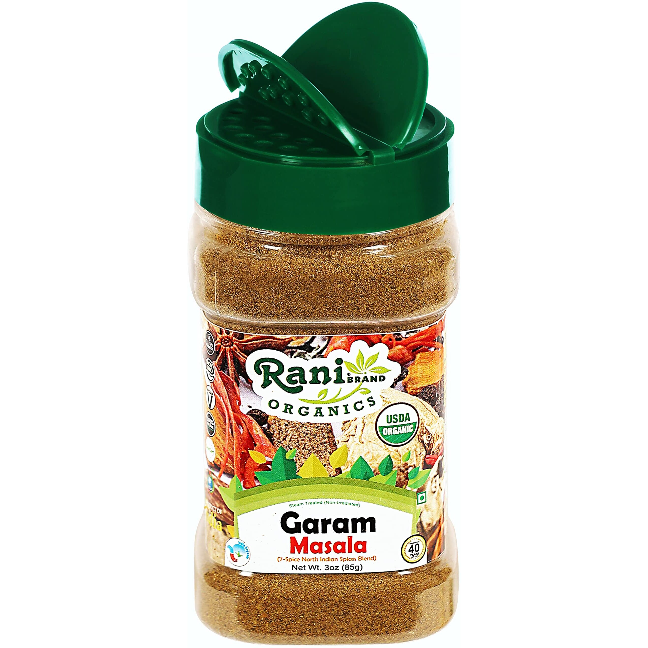 Rani Organic Garam Masala (7-Spice North Indian Spices Blend) 3oz (85g) PET Jar ~ All Natural, Salt-Free, Vegan, Gluten Friendly, NON-GMO, Indian Origin, USDA Certified Organic