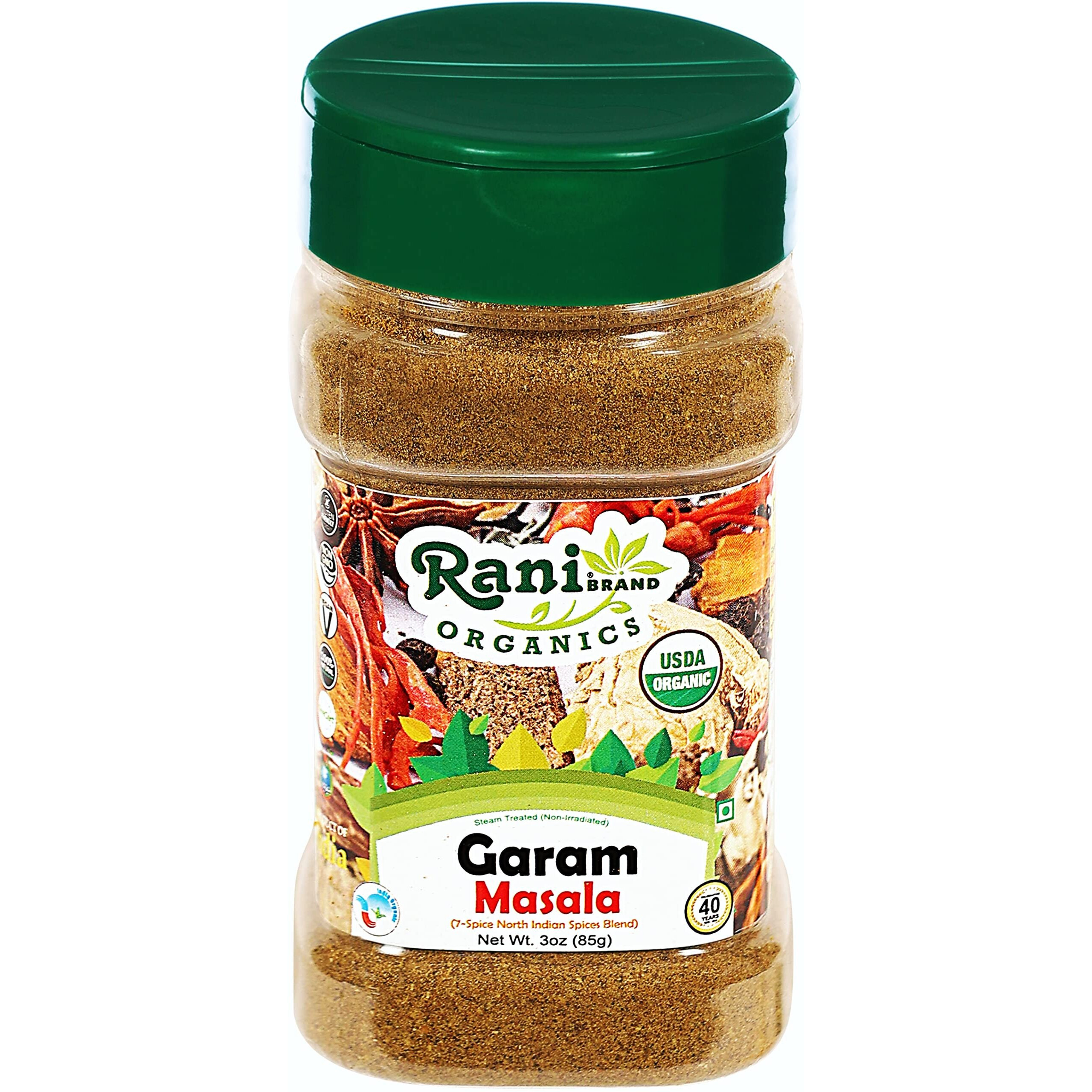 Rani Organic Garam Masala (7-Spice North Indian Spices Blend) 3oz (85g) PET Jar ~ All Natural, Salt-Free, Vegan, Gluten Friendly, NON-GMO, Indian Origin, USDA Certified Organic