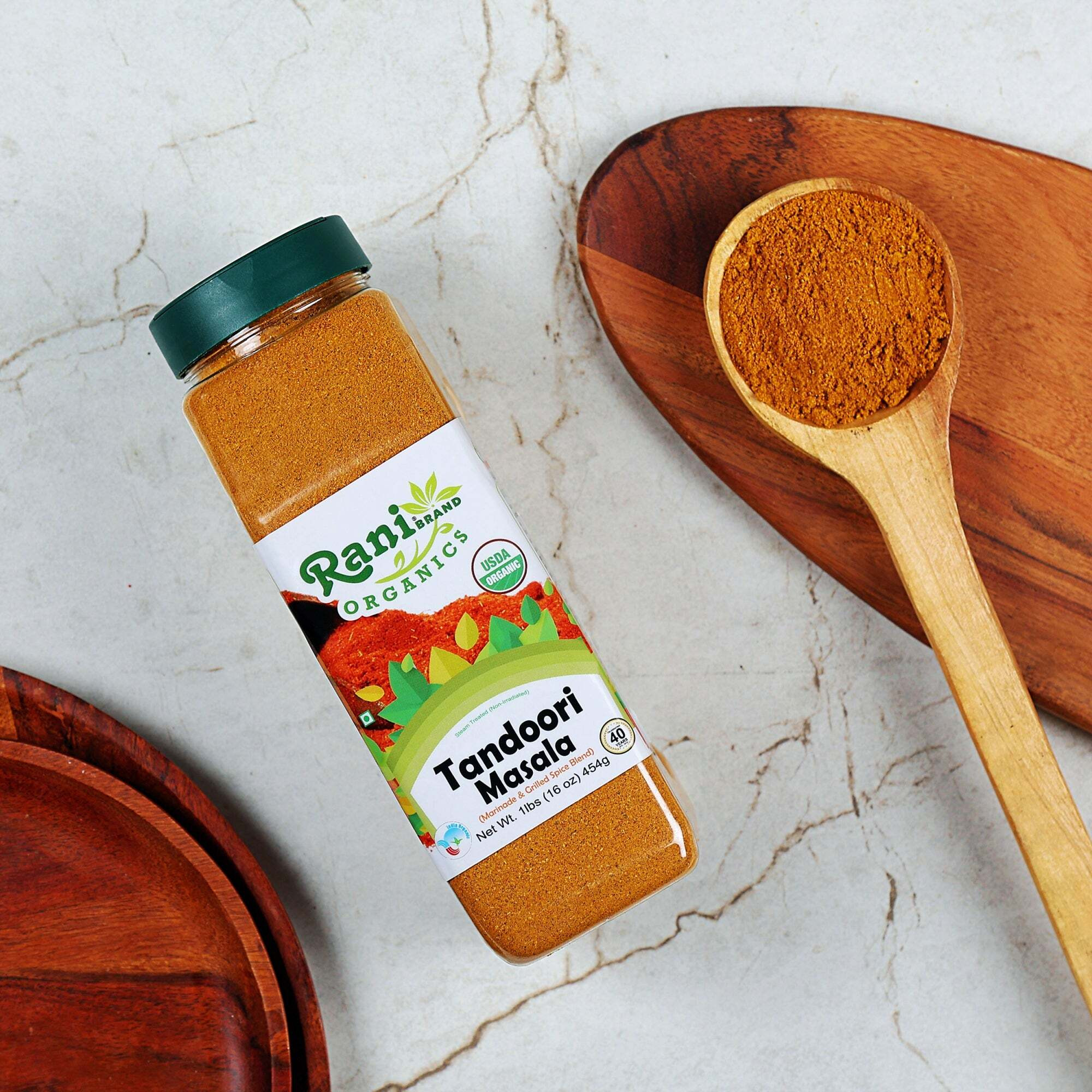 Rani Organic Tandoori Masala (Marinade & Grilled Spice Blend) 8-Spice Indian Blend 16oz (1lb) 454g PET Jar ~ All Natural, Vegan, Gluten Friendly, NON-GMO, Indian Origin, USDA Certified Organic