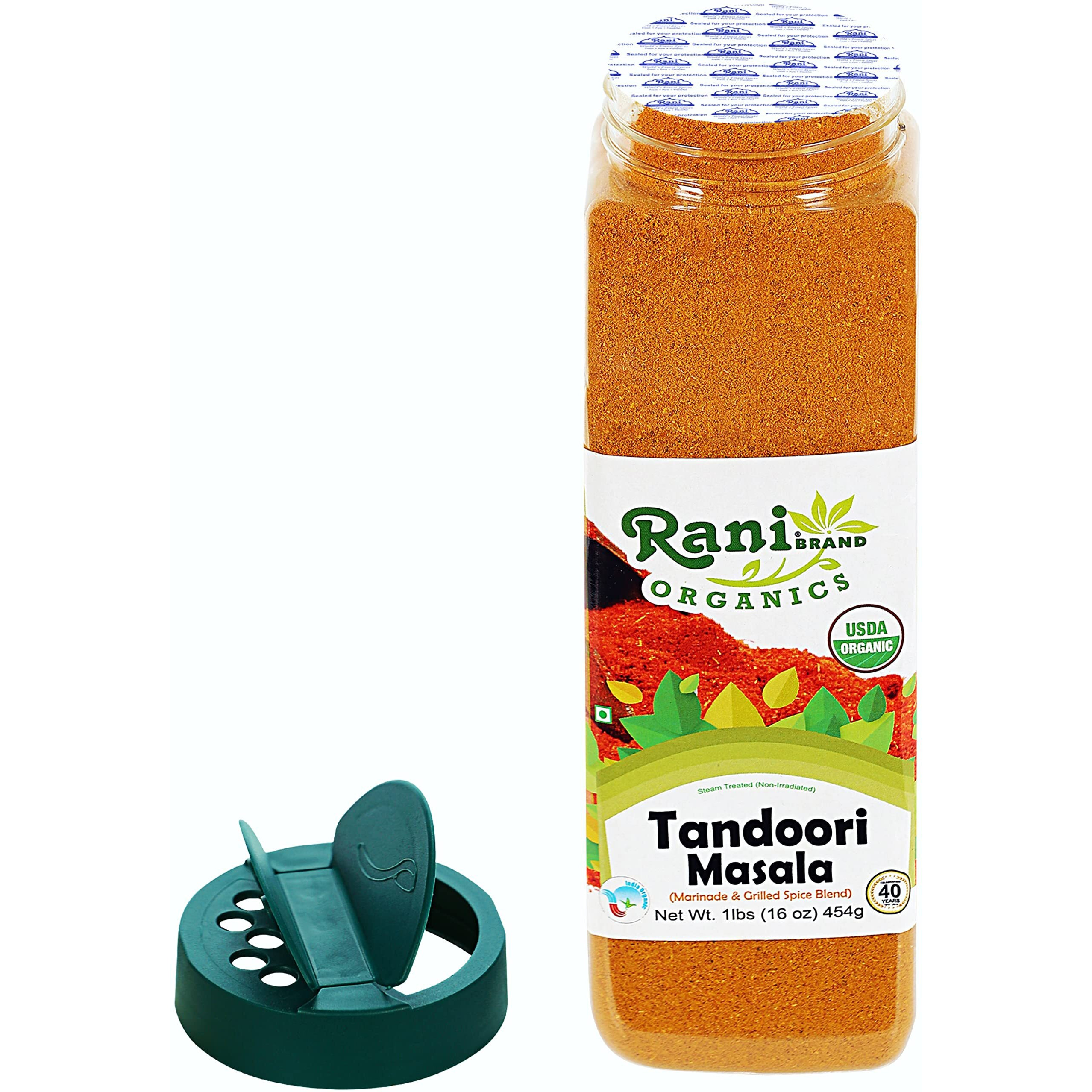Rani Organic Tandoori Masala (Marinade & Grilled Spice Blend) 8-Spice Indian Blend 16oz (1lb) 454g PET Jar ~ All Natural, Vegan, Gluten Friendly, NON-GMO, Indian Origin, USDA Certified Organic