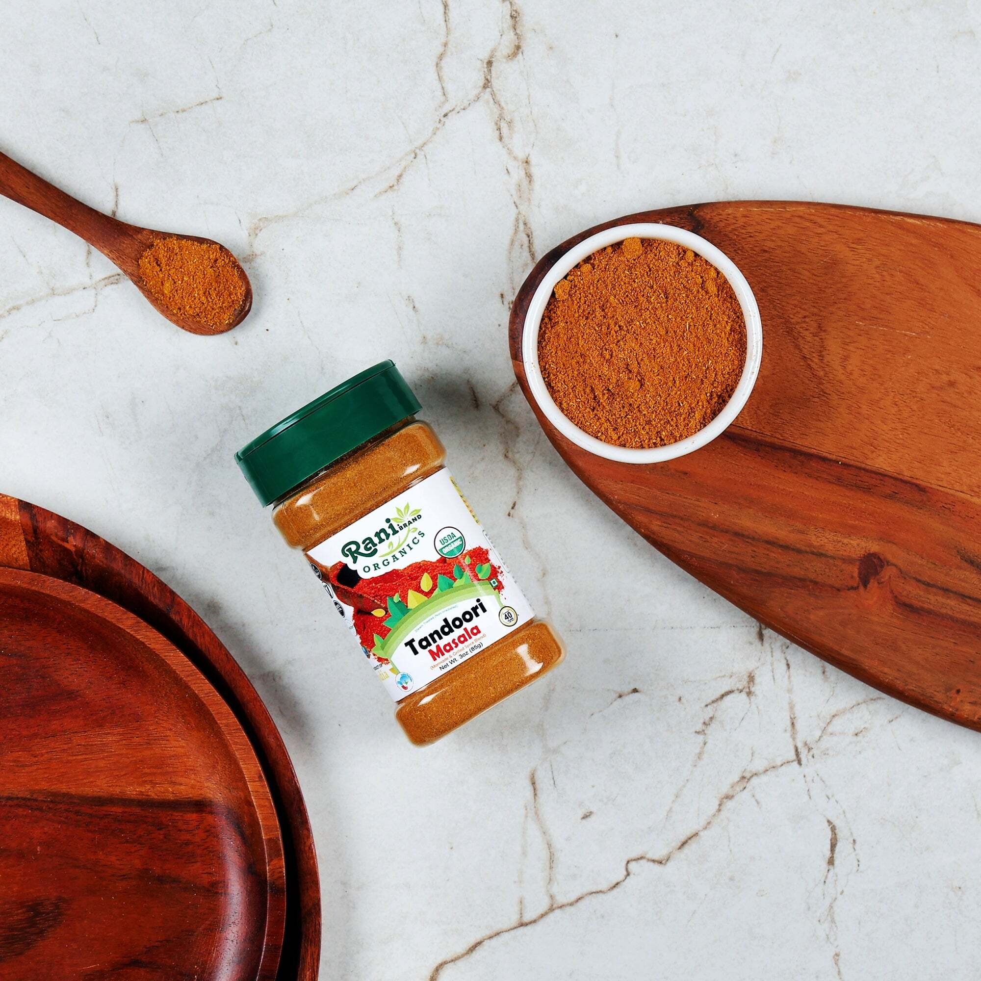 Rani Organic Tandoori Masala (Marinade & Grilled Spice Blend) 8-Spice Indian Blend 3oz (85g) PET Jar ~ All Natural, Vegan, Gluten Friendly, NON-GMO, Indian Origin, USDA Certified Organic