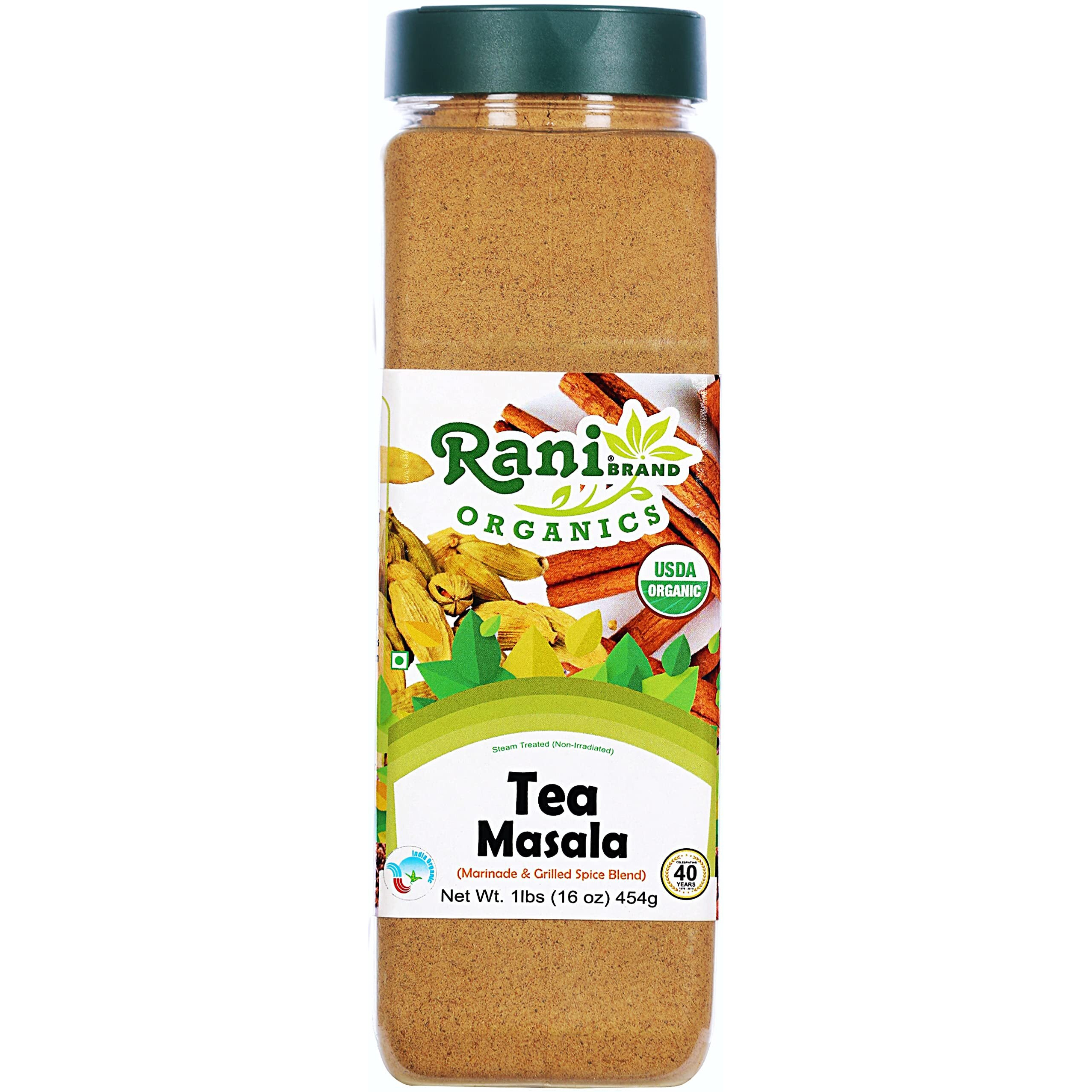 Rani Organic Tea (Chai) Masala Indian Spice Blend 16oz (1lb) 454g PET Jar ~ All Natural, Vegan, Gluten Friendly, NON-GMO, Indian Origin, USDA Certified Organic