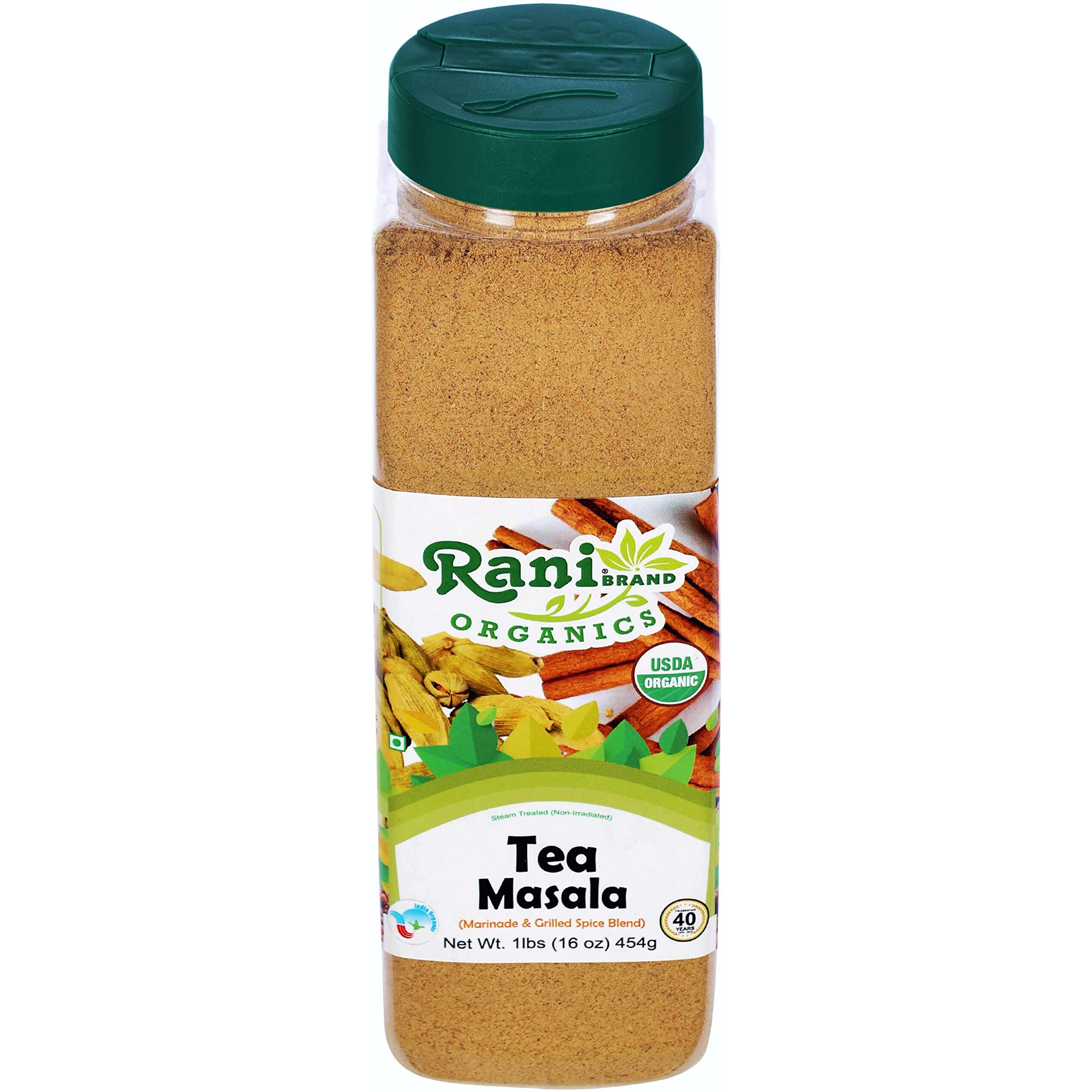 Rani Organic Tea (Chai) Masala Indian Spice Blend 16oz (1lb) 454g PET Jar ~ All Natural, Vegan, Gluten Friendly, NON-GMO, Indian Origin, USDA Certified Organic