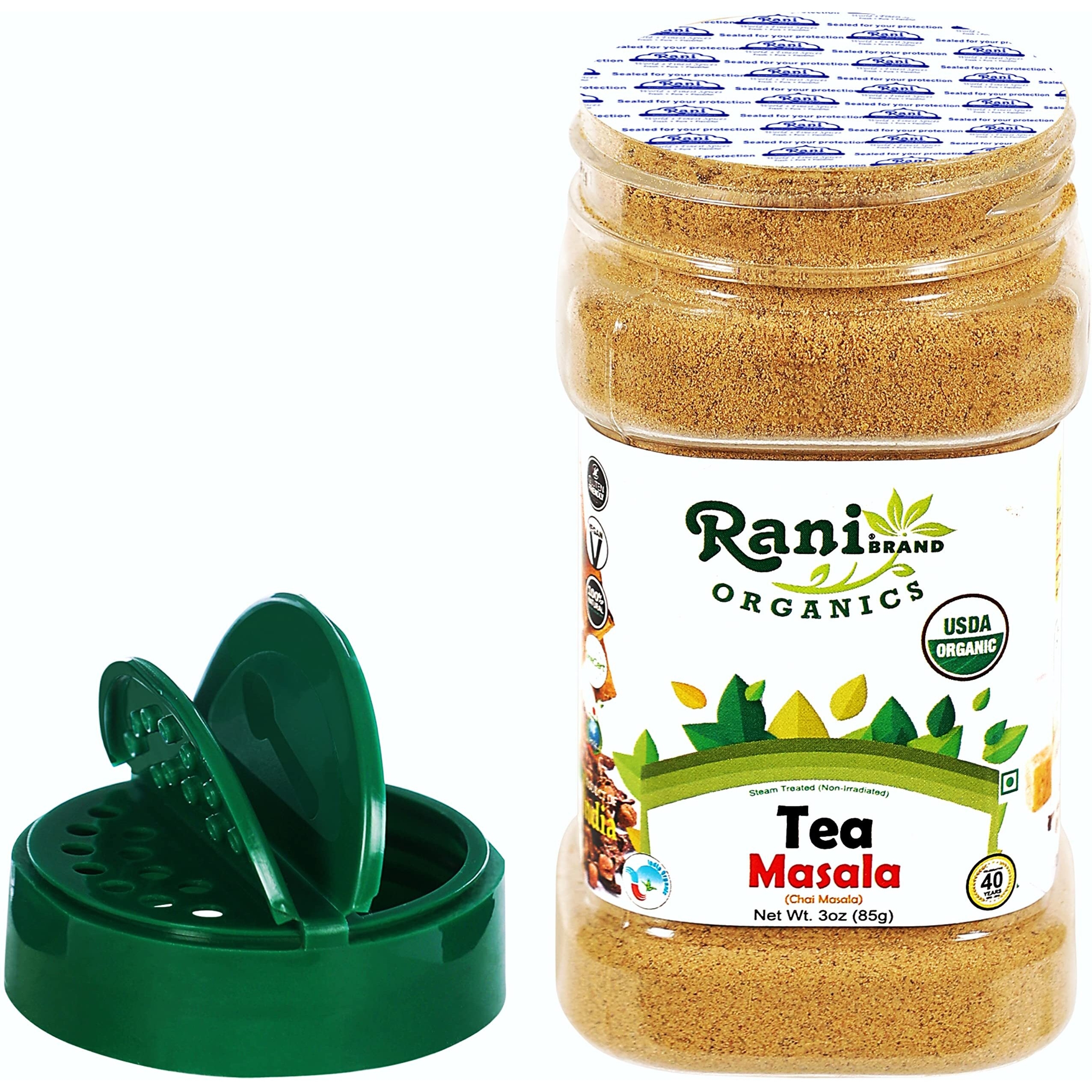 Rani Organic Tea (Chai) Masala Indian Spice Blend 3oz (85g) PET Jar ~ All Natural, Vegan, Gluten Friendly, NON-GMO, Indian Origin, USDA Certified Organic