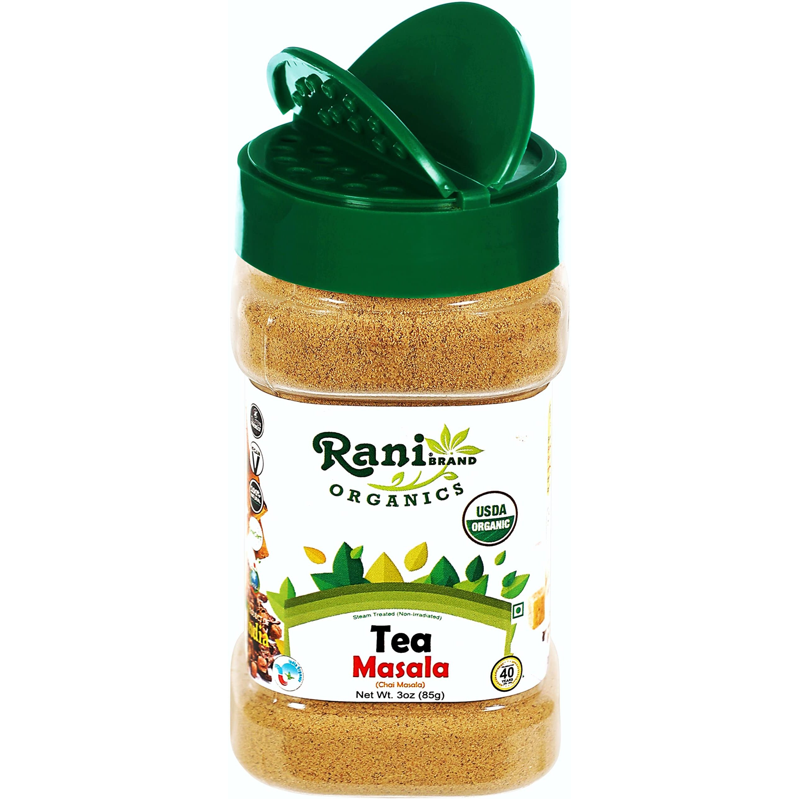 Rani Organic Tea (Chai) Masala Indian Spice Blend 3oz (85g) PET Jar ~ All Natural, Vegan, Gluten Friendly, NON-GMO, Indian Origin, USDA Certified Organic