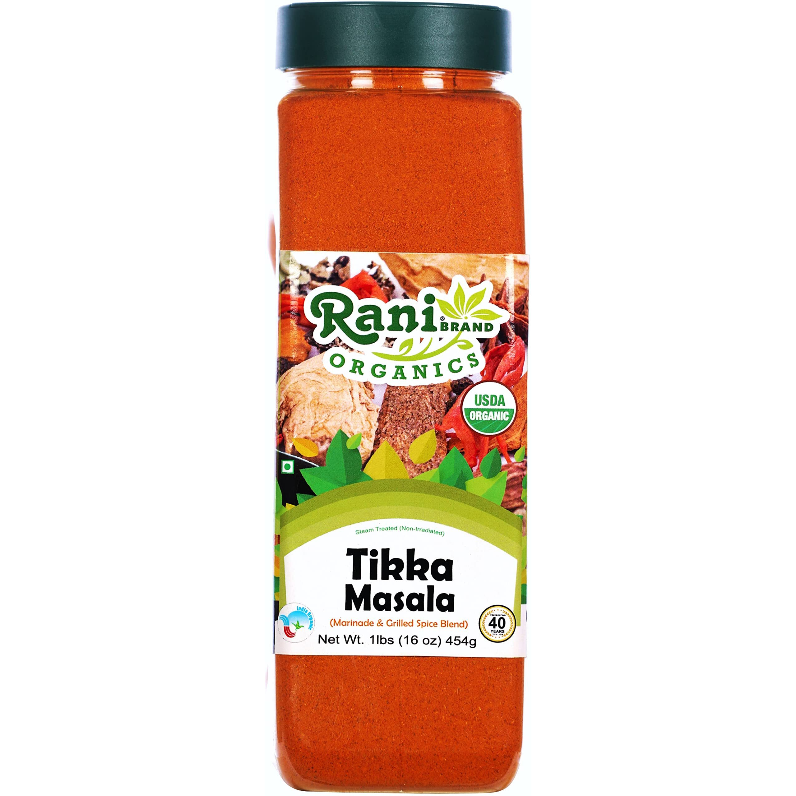 Rani Organic Tikka Masala (Marinade & Grilled Spice Blend) 6-Spice Indian Blend 16oz (1lb) 454g PET Jar ~ All Natural, Vegan, Gluten Friendly, NON-GMO, Indian Origin, USDA Certified Organic
