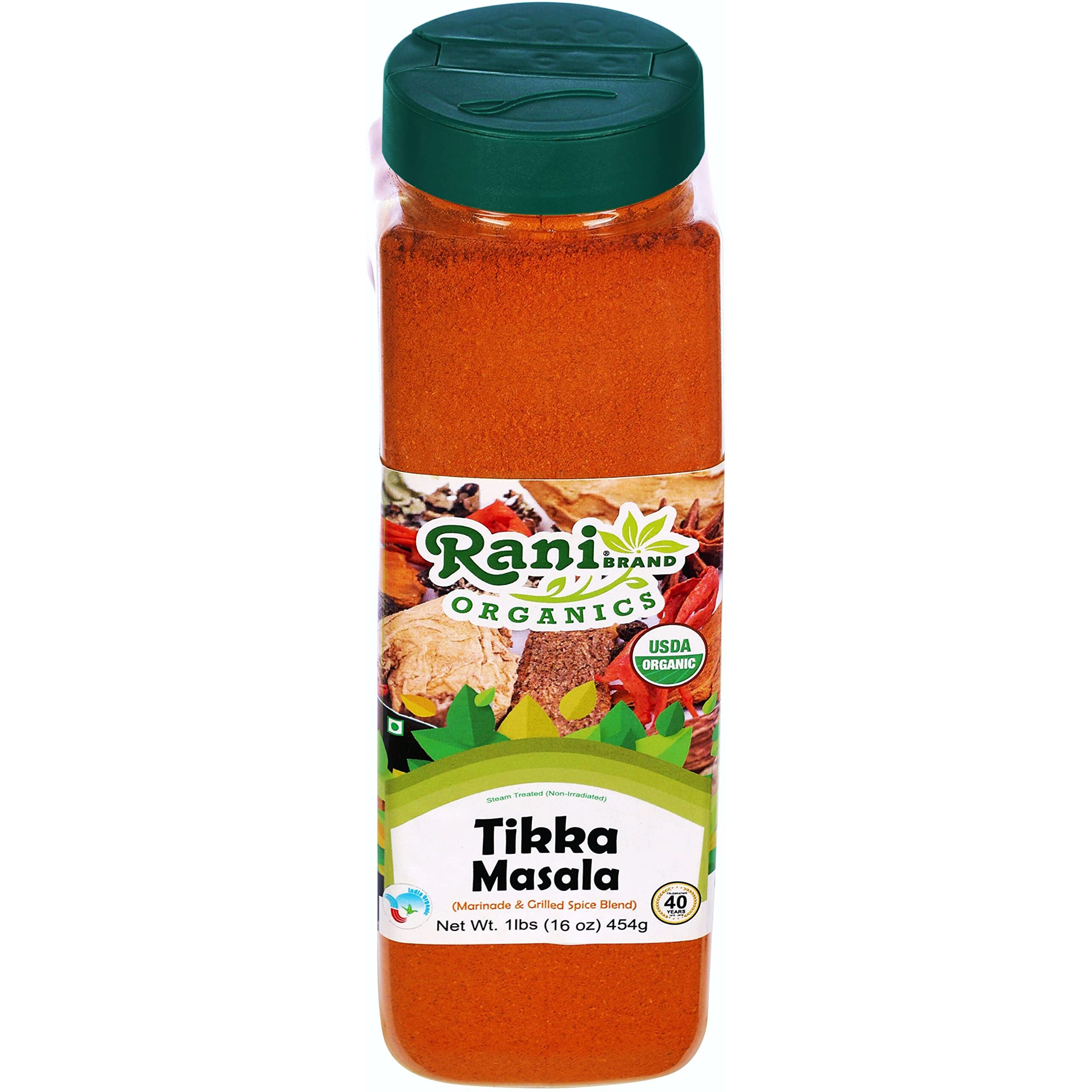 Rani Organic Tikka Masala (Marinade & Grilled Spice Blend) 6-Spice Indian Blend 16oz (1lb) 454g PET Jar ~ All Natural, Vegan, Gluten Friendly, NON-GMO, Indian Origin, USDA Certified Organic