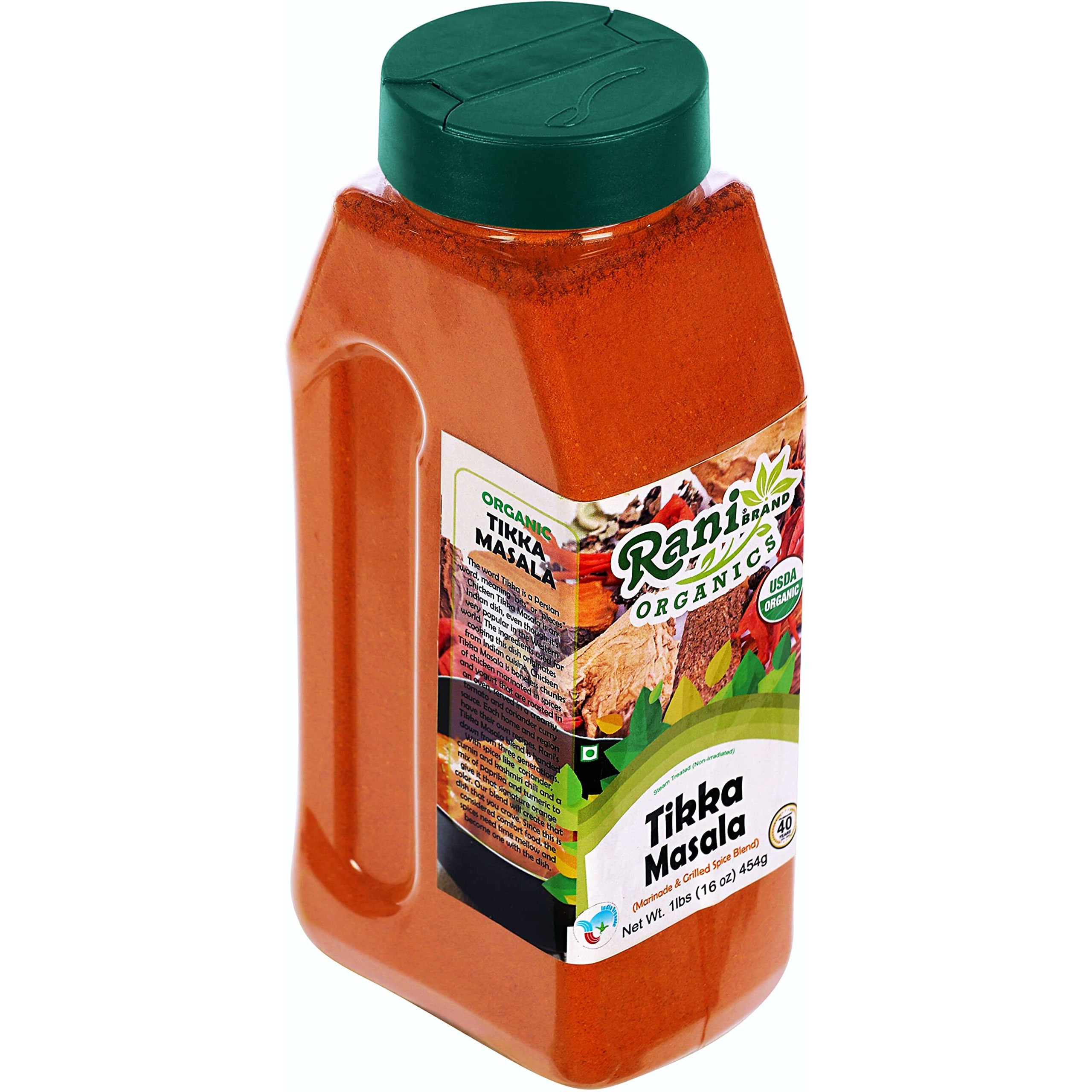 Rani Organic Tikka Masala (Marinade & Grilled Spice Blend) 6-Spice Indian Blend 16oz (1lb) 454g PET Jar ~ All Natural, Vegan, Gluten Friendly, NON-GMO, Indian Origin, USDA Certified Organic
