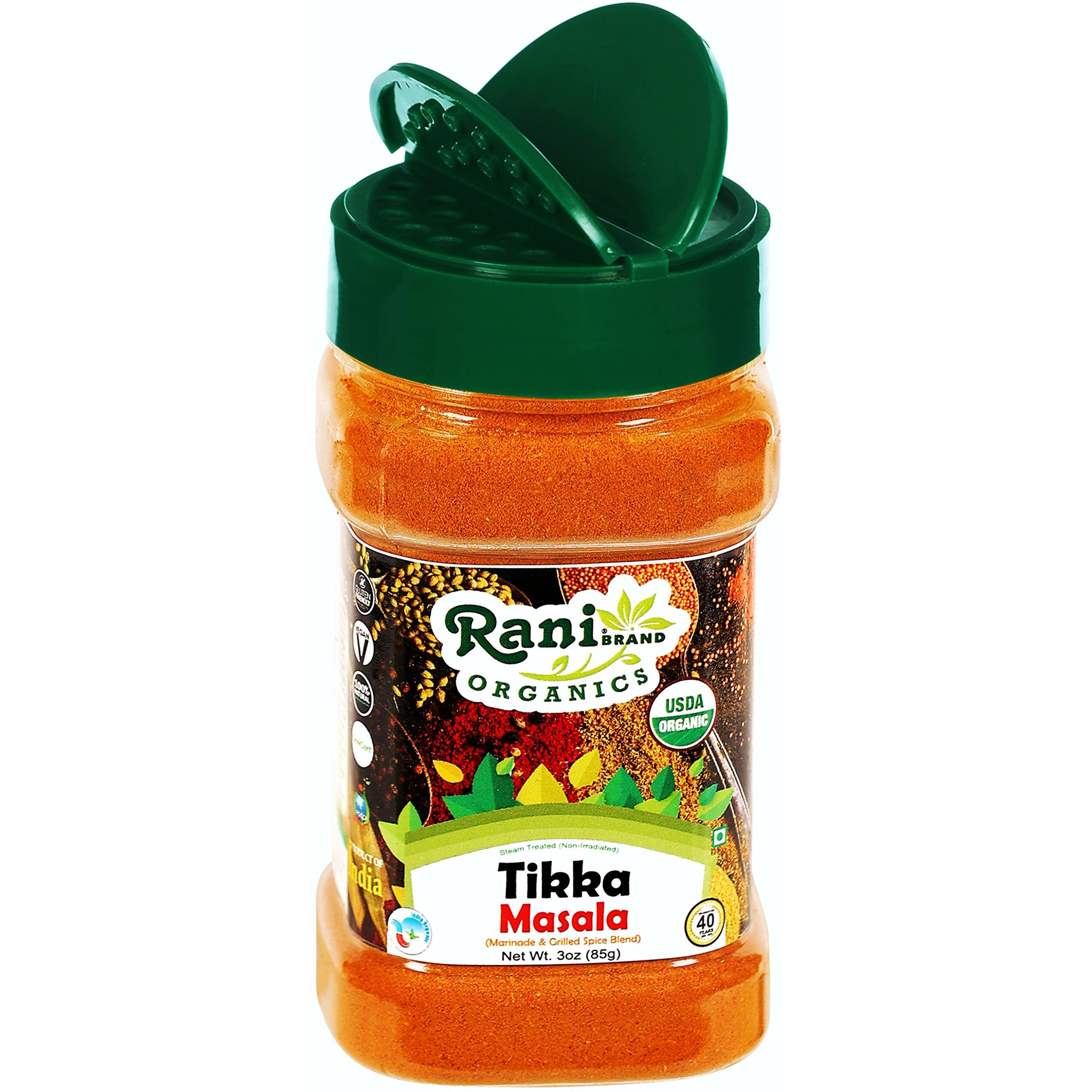 Rani Organic Tikka Masala (Marinade & Grilled Spice Blend) 6-Spice Indian Blend 3oz (85g) PET Jar ~ All Natural, Vegan, Gluten Friendly, NON-GMO, Indian Origin, USDA Certified Organic