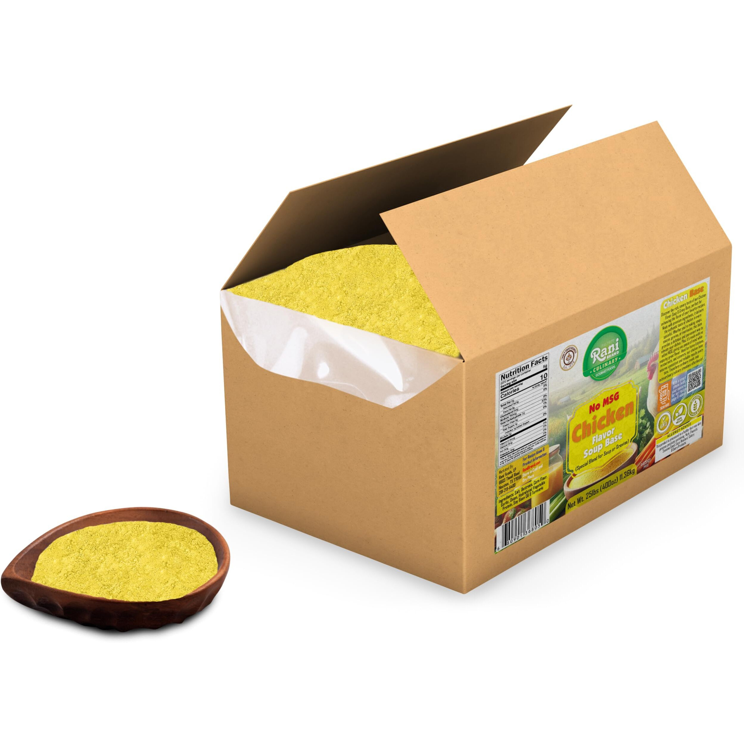 Rani Premium Chicken Base (Special Blend for Soup or Gravies) 400oz (25lbs) 11.36kg Bulk Box ~ All Natural, Gluten Friendly, NON-GMO, Kosher, Vegan, Indian Origin