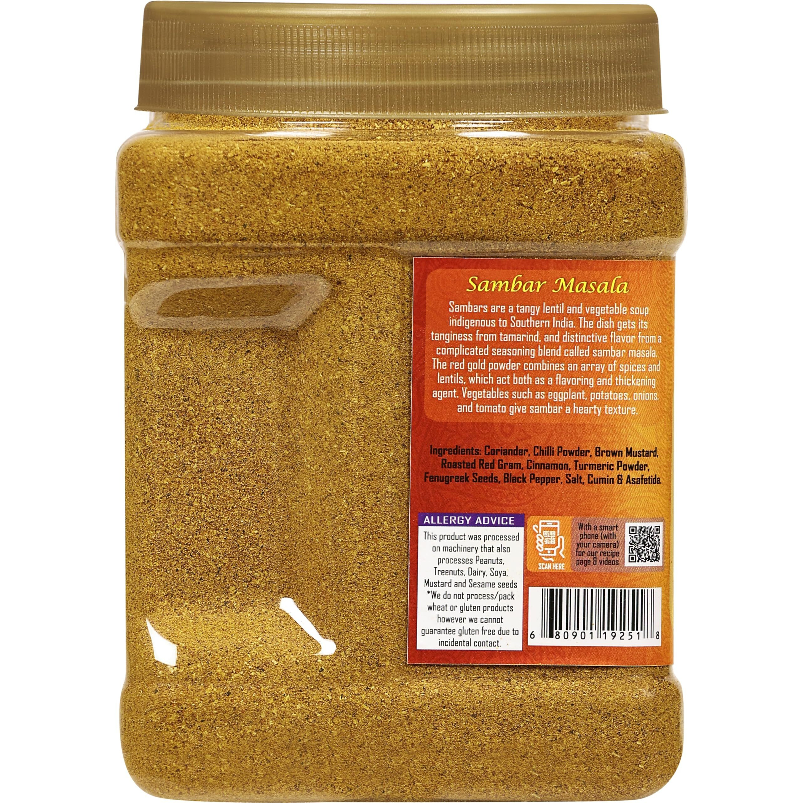Rani Sambar Masala (Lentil Soup Spice Blend) 16oz (1lb) 454g PET Jar ~ All Natural, Vegan, No Colors, Gluten Friendly, NON-GMO, Kosher, Indian Origin