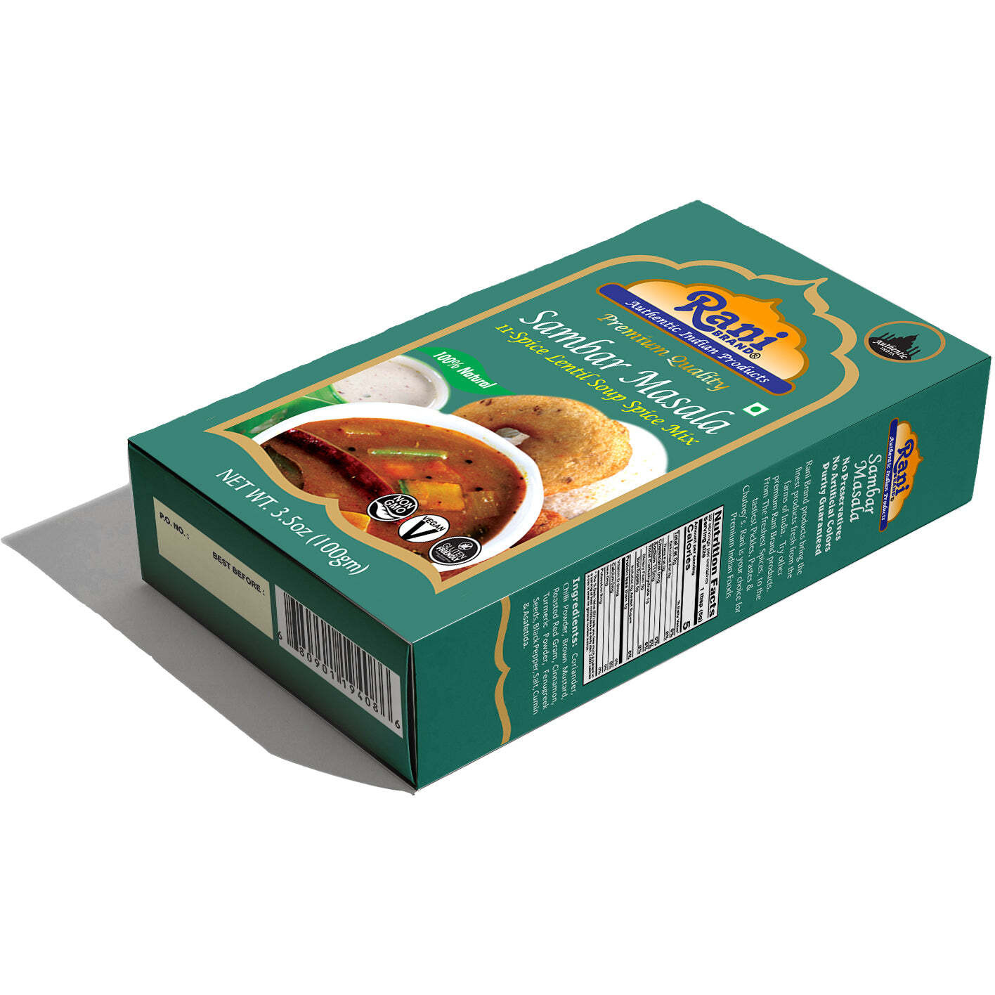 Rani Sambar Masala (Lentil Soup Spice Blend) 3.5oz (100g) ~ All Natural, Vegan, No Colors, Gluten Friendly, NON-GMO, Indian Origin