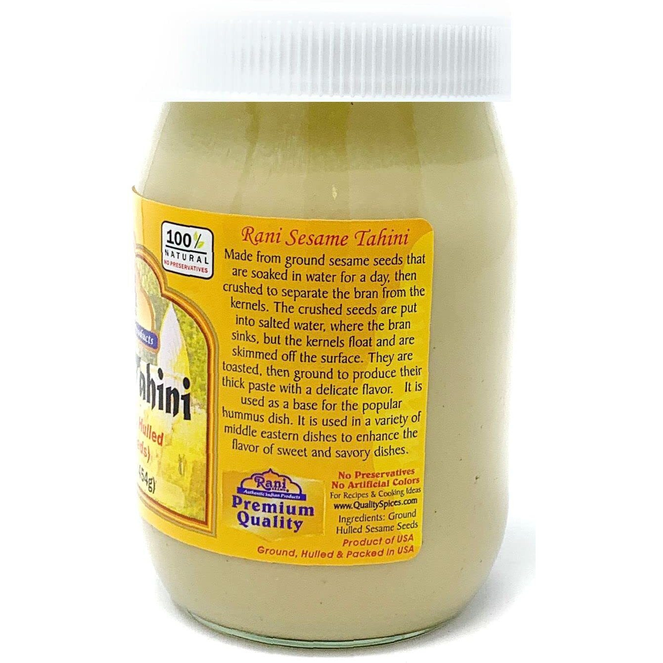 Rani Sesame Tahini (Sesame Butter) 16oz (1lb) 454g, Pack of 12, Glass Jar, Vegan, No added sugar, No Sodium ~ Gluten Free, NON-GMO, No Colors, USA Made (Size 16oz (1lb) 454g)