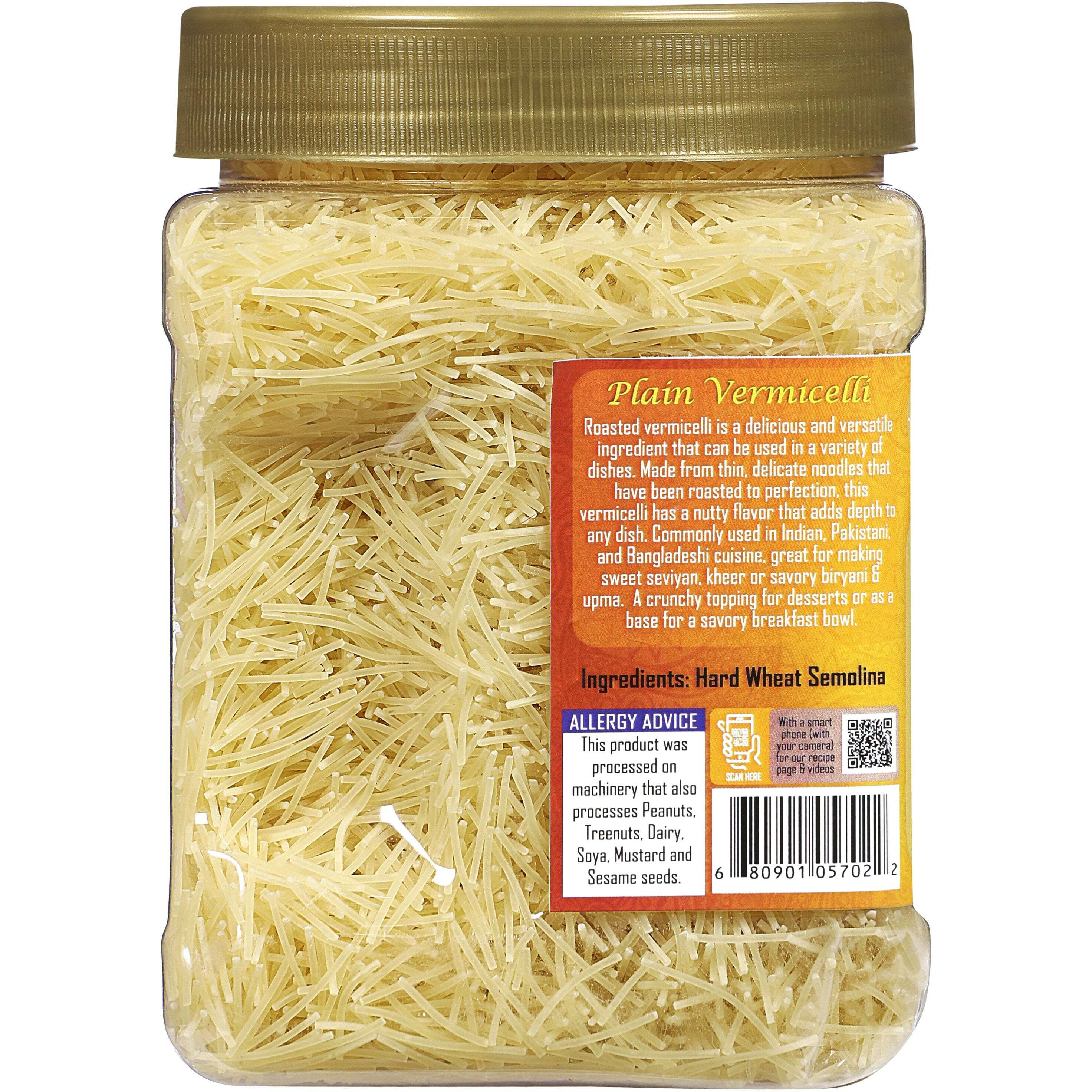 Rani Plain Vermicelli (Wheat Noodles) 12.25oz (350g) PET Jar ~ All Natural, Vegan, NON-GMO, Kosher, Indian Origin