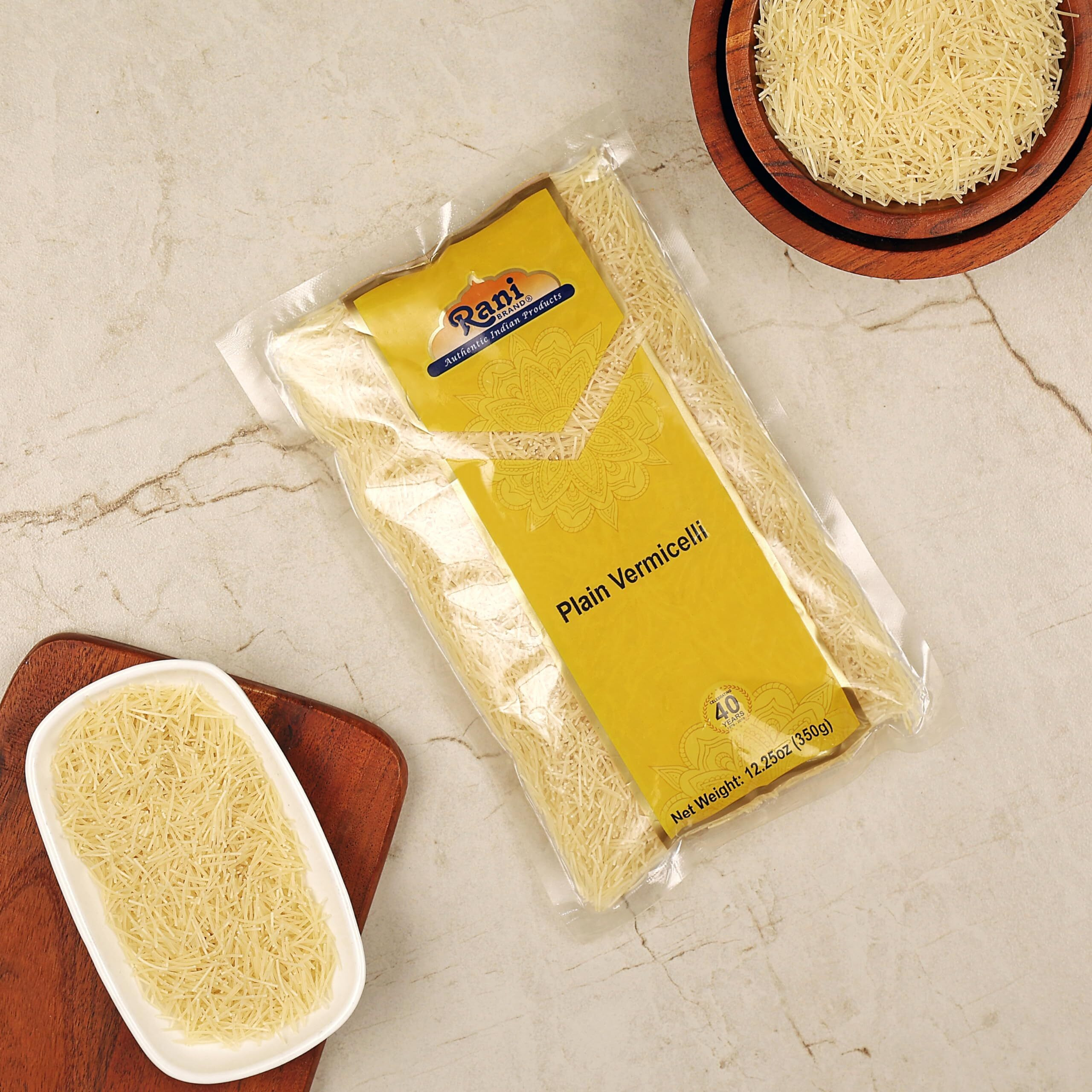 Rani Plain Vermicelli (Wheat Noodles) 12.25oz (350g), Pack of 6 ~ All Natural, Vegan, NON-GMO, Indian Origin