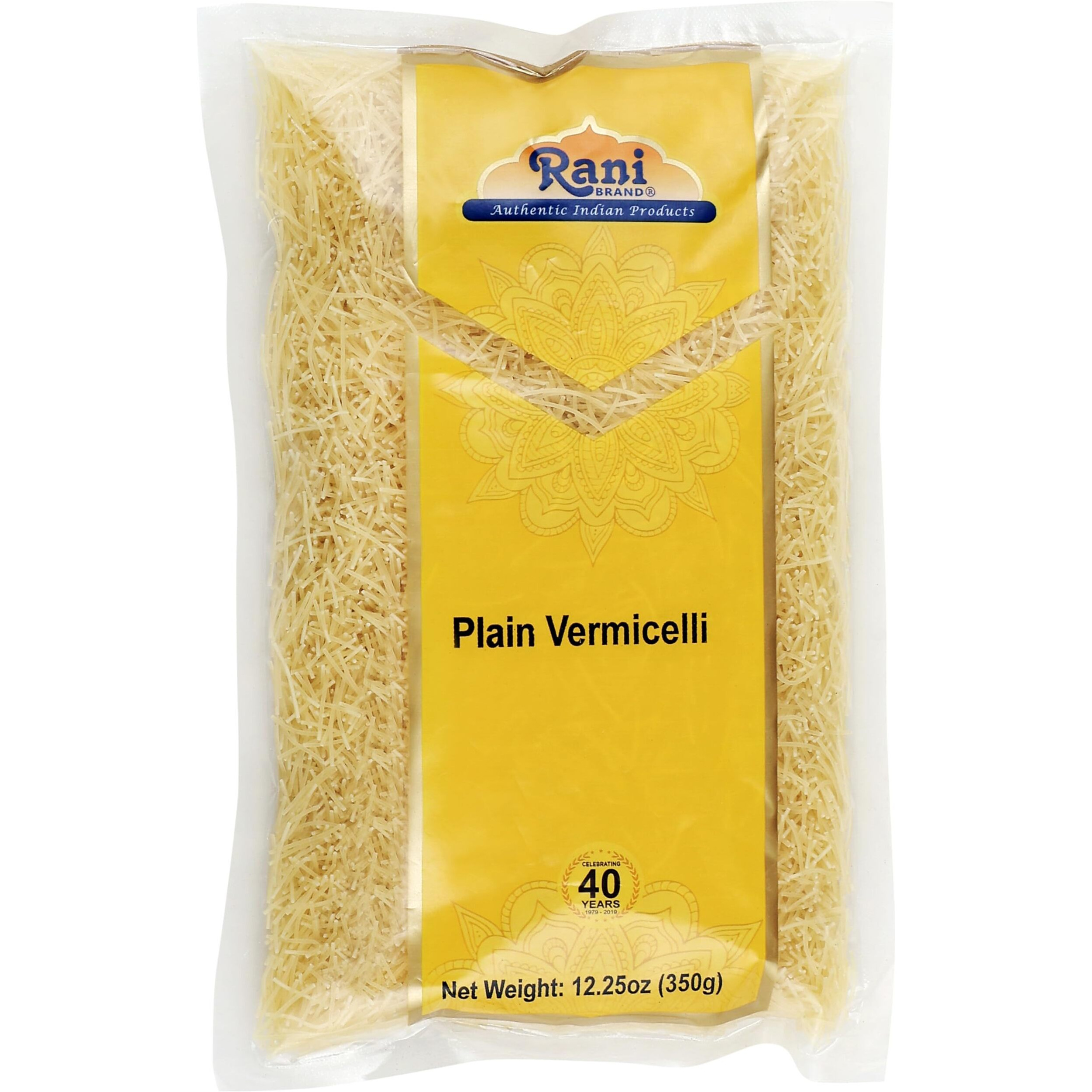 Rani Plain Vermicelli (Wheat Noodles) 12.25oz (350g), Pack of 6 ~ All Natural, Vegan, NON-GMO, Indian Origin