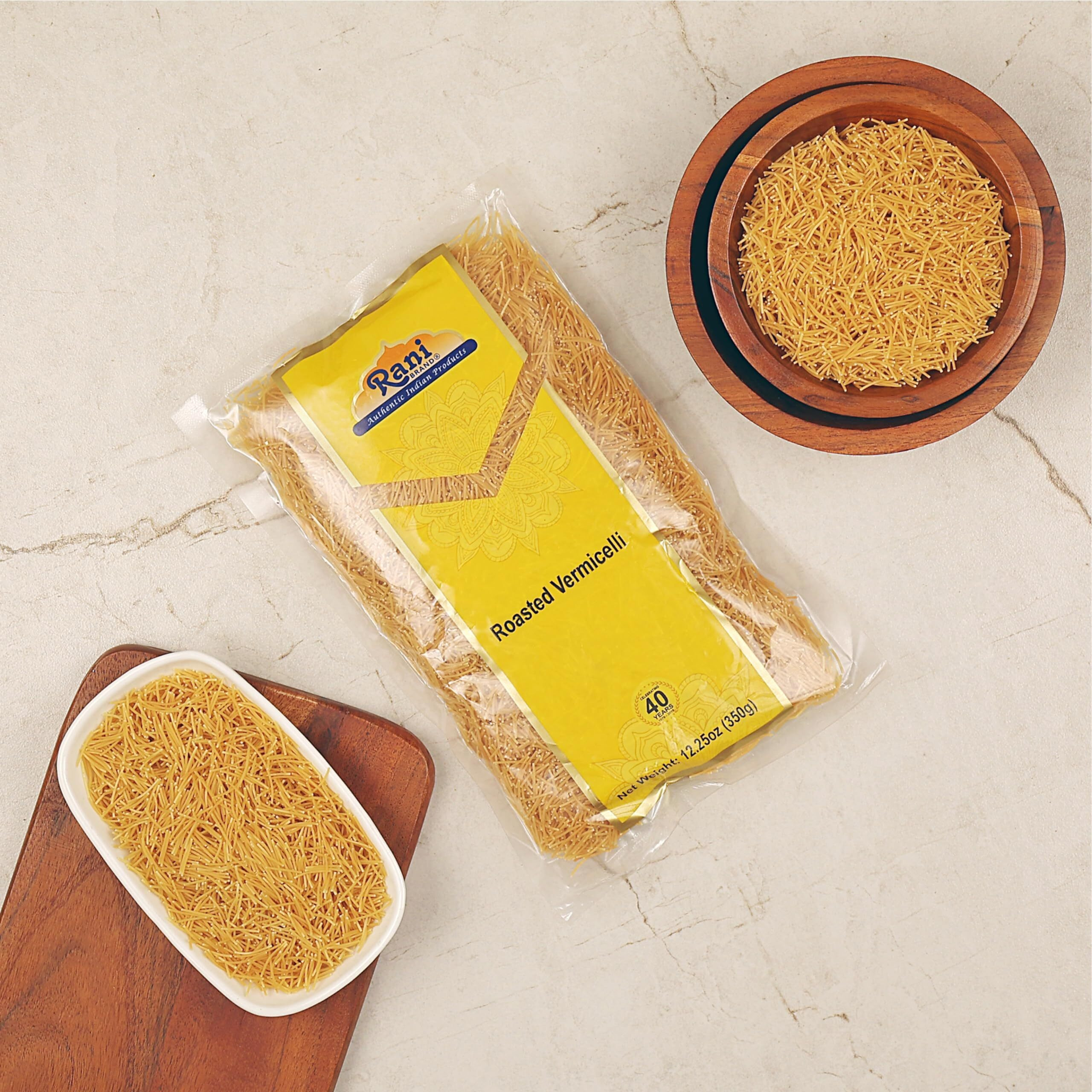 Rani Roasted Vermicelli (Roasted Wheat Noodles) 12.25oz (350g) ~ All Natural, Vegan, NON-GMO, Indian Origin