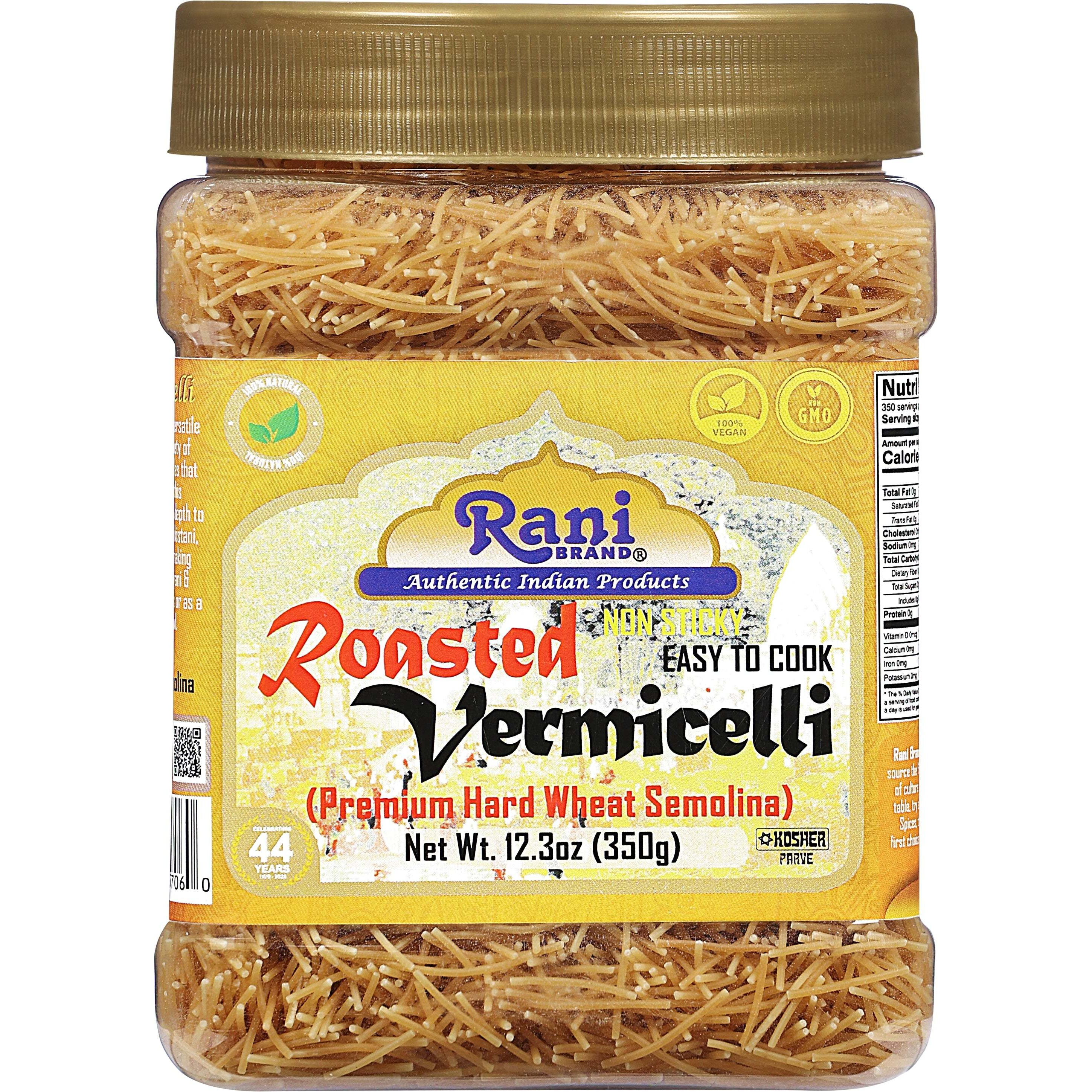 Rani Roasted Vermicelli (Roasted Wheat Noodles) 12.25oz (350g) PET Jar ~ All Natural, Vegan, NON-GMO, Kosher, Indian Origin (Size 12.25oz (350g))