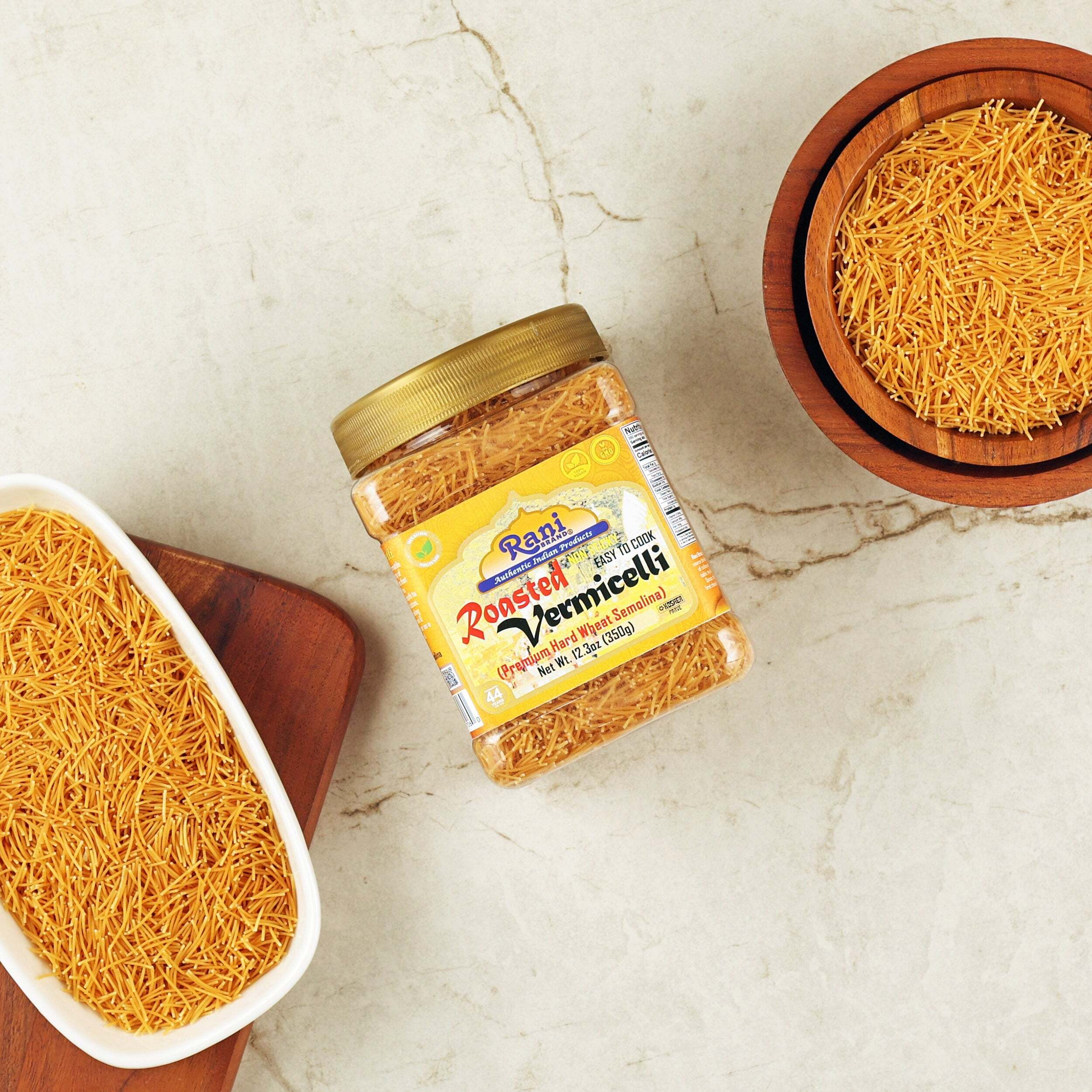 Rani Roasted Vermicelli (Roasted Wheat Noodles) 12.25oz (350g) PET Jar ~ All Natural, Vegan, NON-GMO, Kosher, Indian Origin (Size 12.25oz (350g))