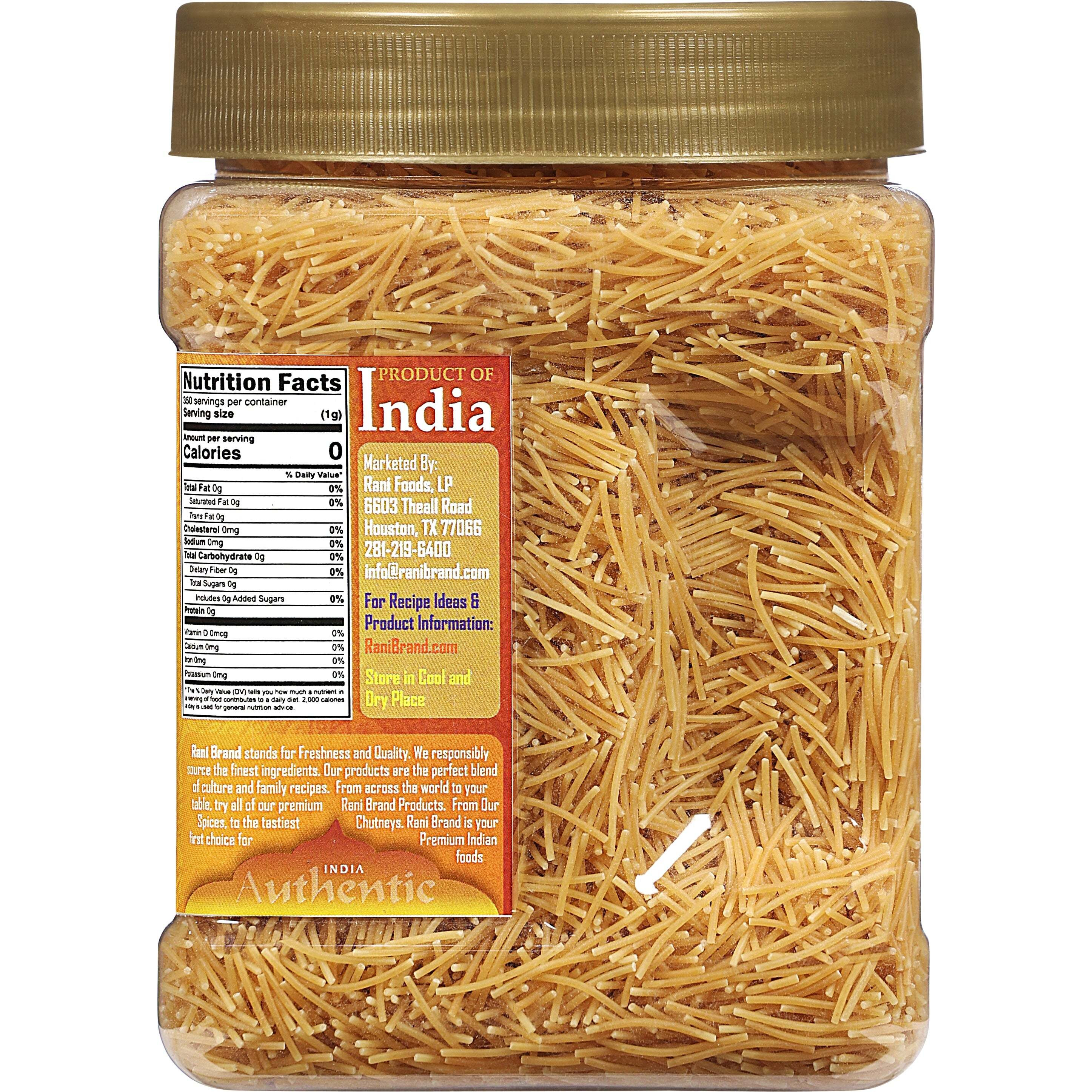 Rani Roasted Vermicelli (Roasted Wheat Noodles) 12.25oz (350g) PET Jar ~ All Natural, Vegan, NON-GMO, Kosher, Indian Origin (Size 12.25oz (350g))