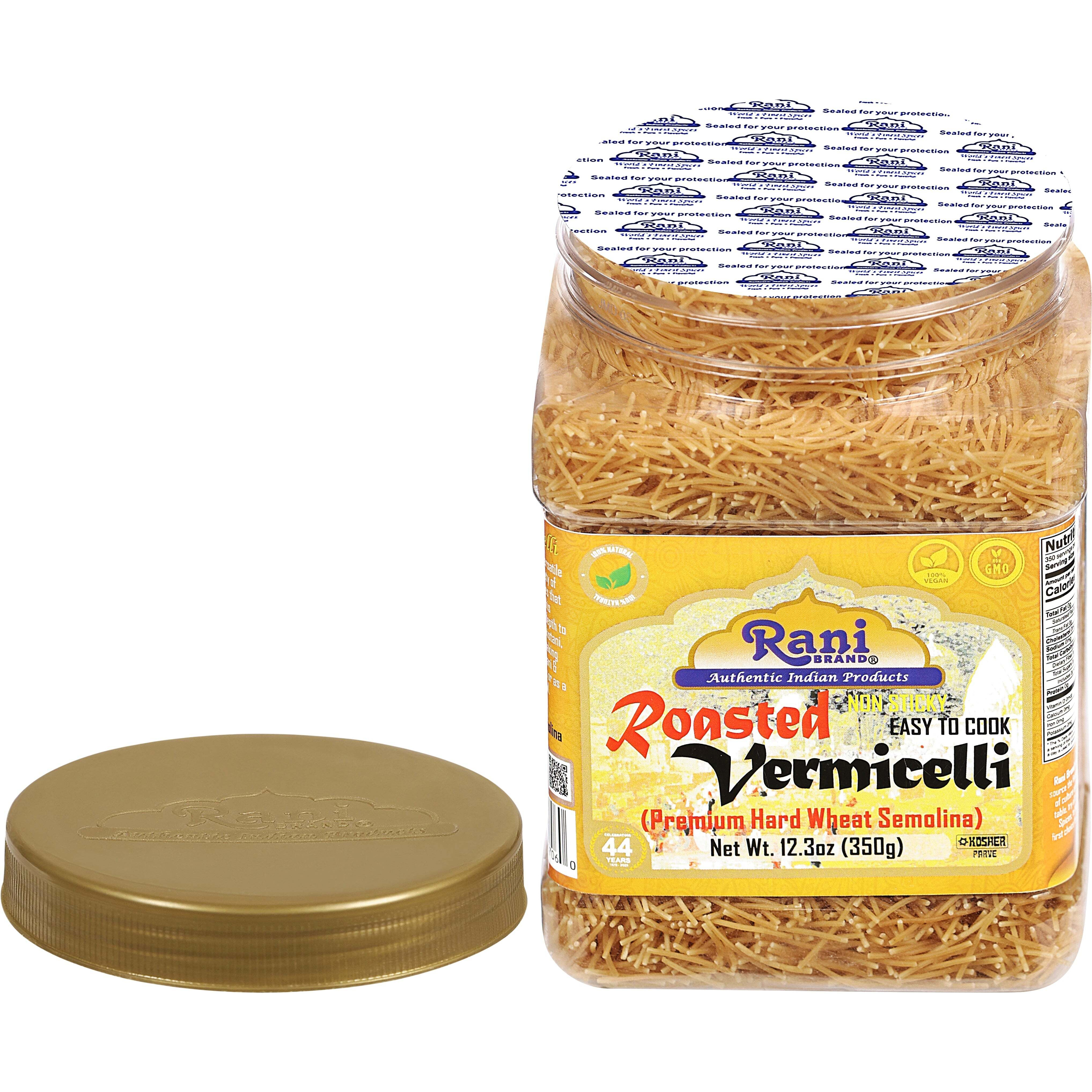 Rani Roasted Vermicelli (Roasted Wheat Noodles) 12.25oz (350g) PET Jar ~ All Natural, Vegan, NON-GMO, Kosher, Indian Origin (Size 12.25oz (350g))