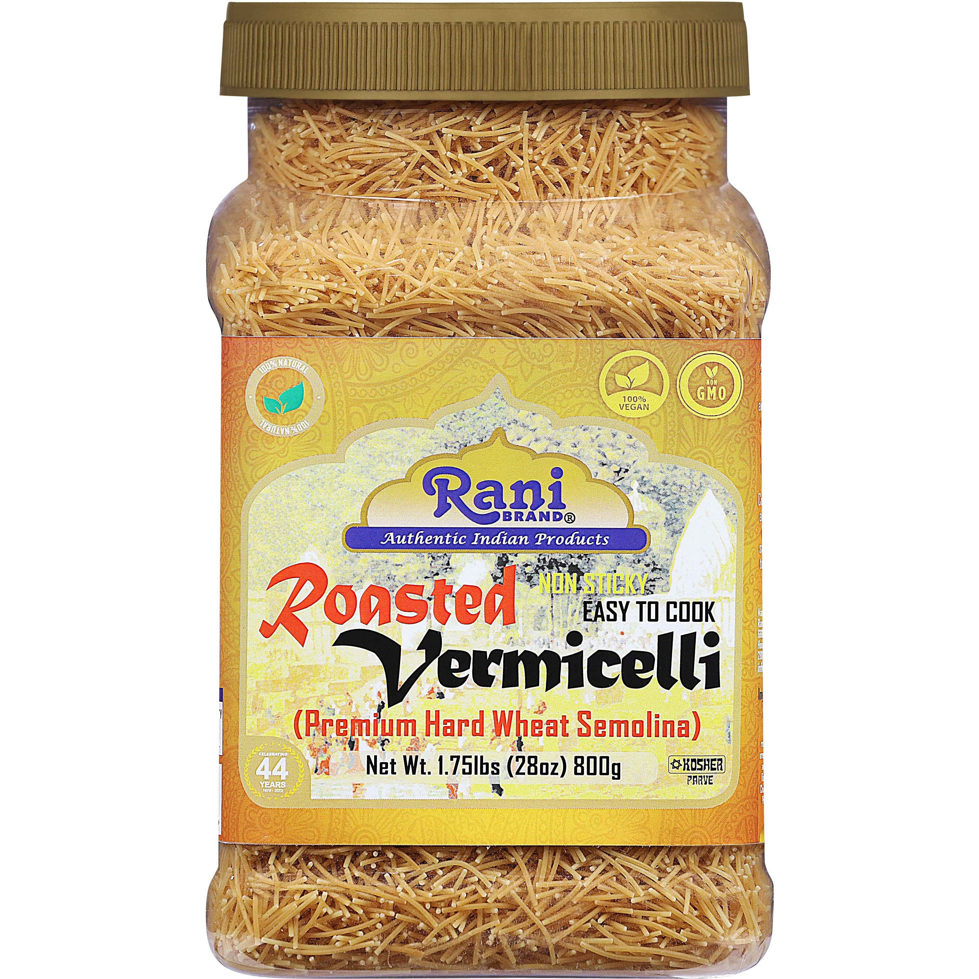 Rani Roasted Vermicelli (Roasted Wheat Noodles) 28oz (1.75lbs) 800g PET Jar ~ All Natural, Vegan, NON-GMO, Kosher, Indian Origin