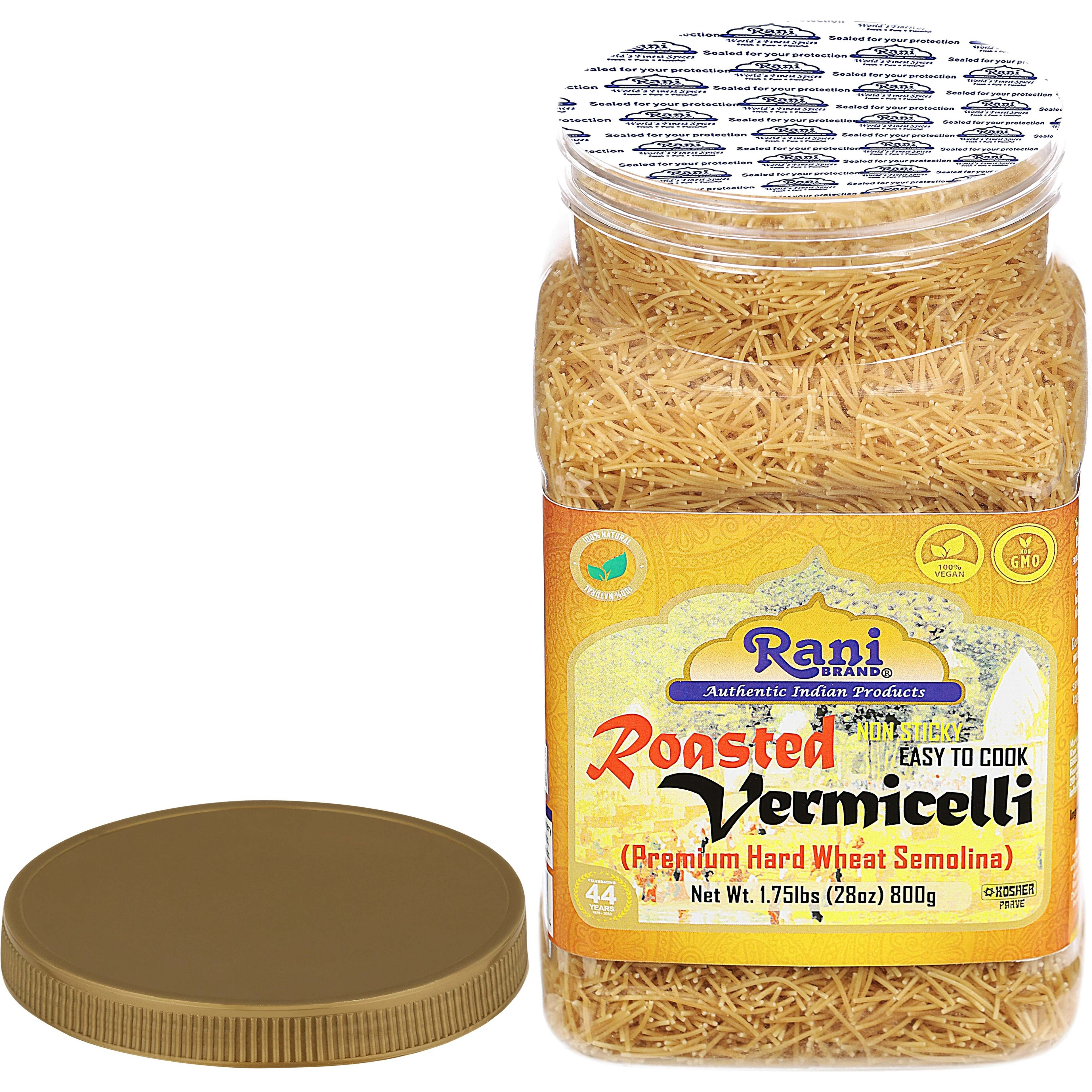 Rani Roasted Vermicelli (Roasted Wheat Noodles) 28oz (1.75lbs) 800g PET Jar ~ All Natural, Vegan, NON-GMO, Kosher, Indian Origin