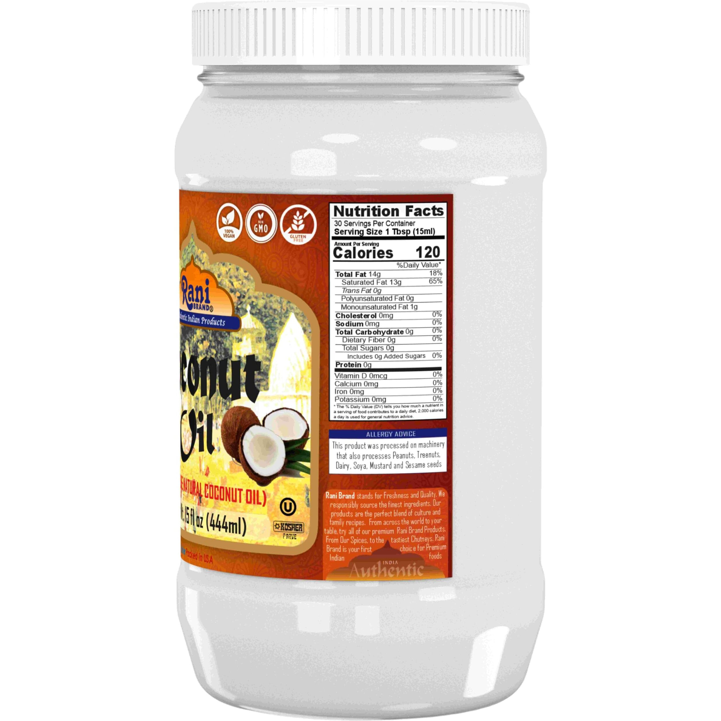Rani Coconut Oil (100% Pure Natural Coconut Oil) 15 fl oz (444ml) Cold Pressed, NON-GMO, Gluten Free, Kosher, Vegan, 100% Natural, Packed in USA