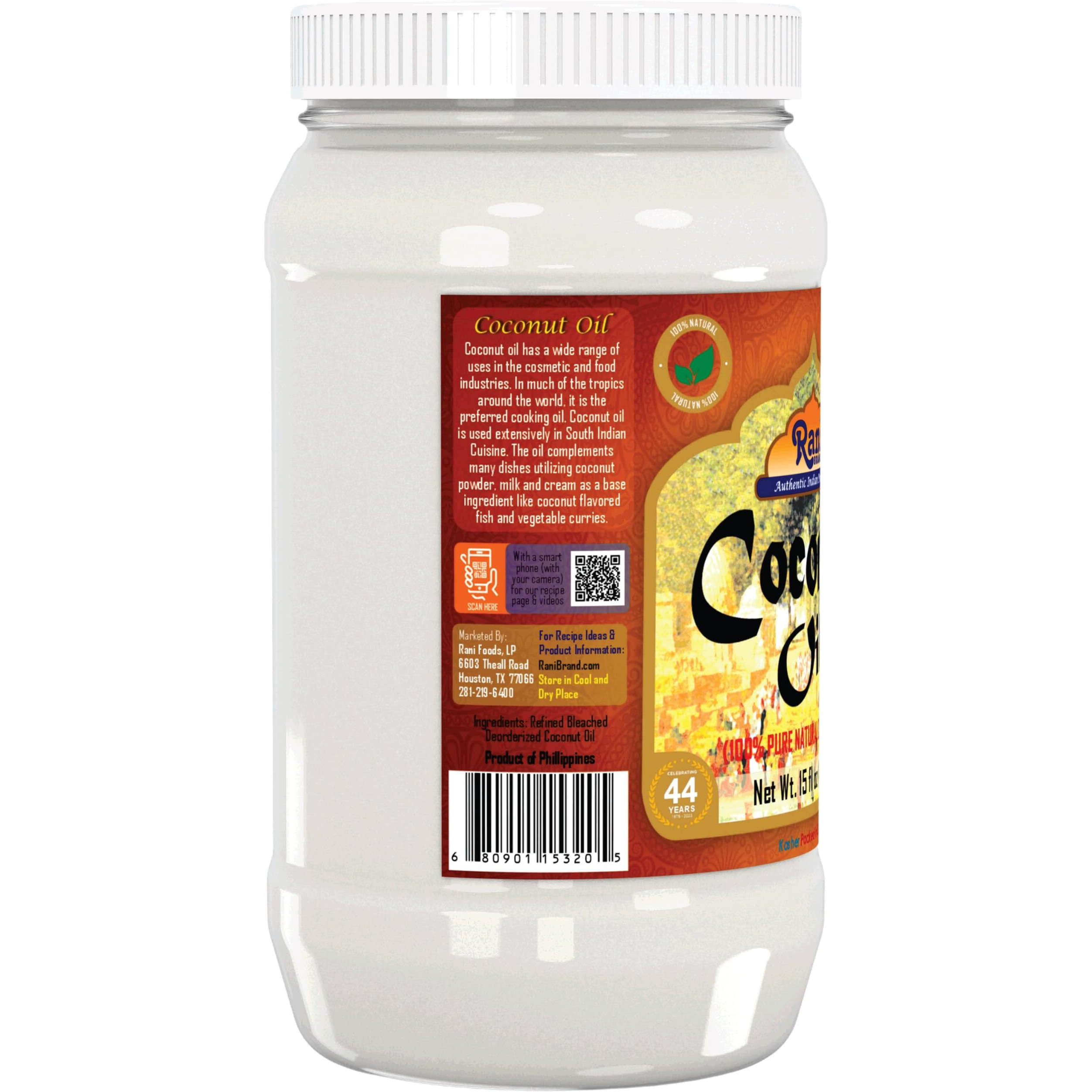 Rani Coconut Oil (100% Pure Natural Coconut Oil) 15 fl oz (444ml) Cold Pressed, NON-GMO, Gluten Free, Kosher, Vegan, 100% Natural, Packed in USA